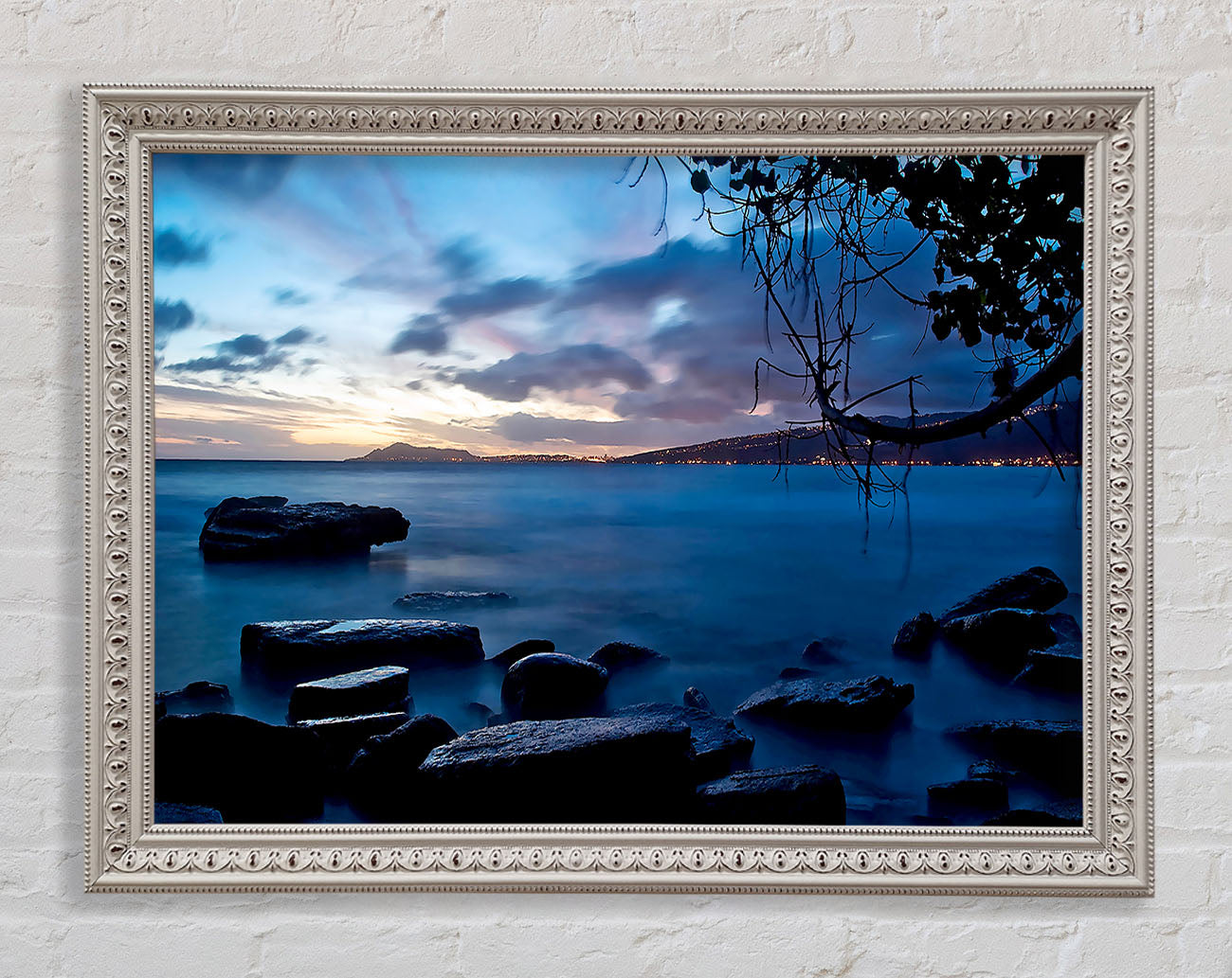 Blue Ocean Rock Calm Framed Wall Art