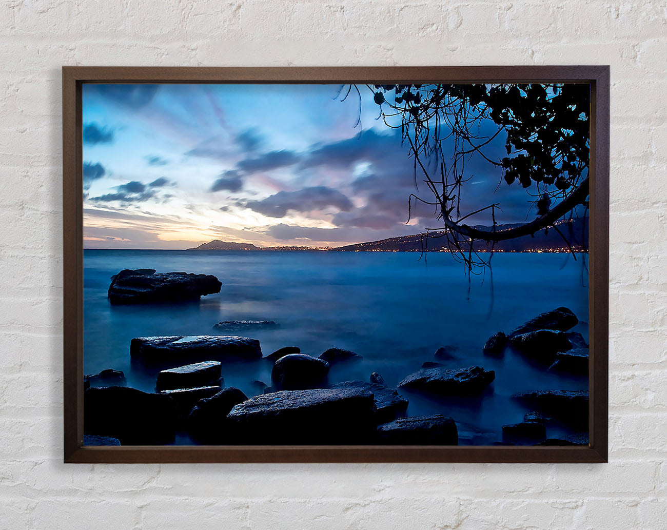 Blue Ocean Rock Calm Framed Wall Art