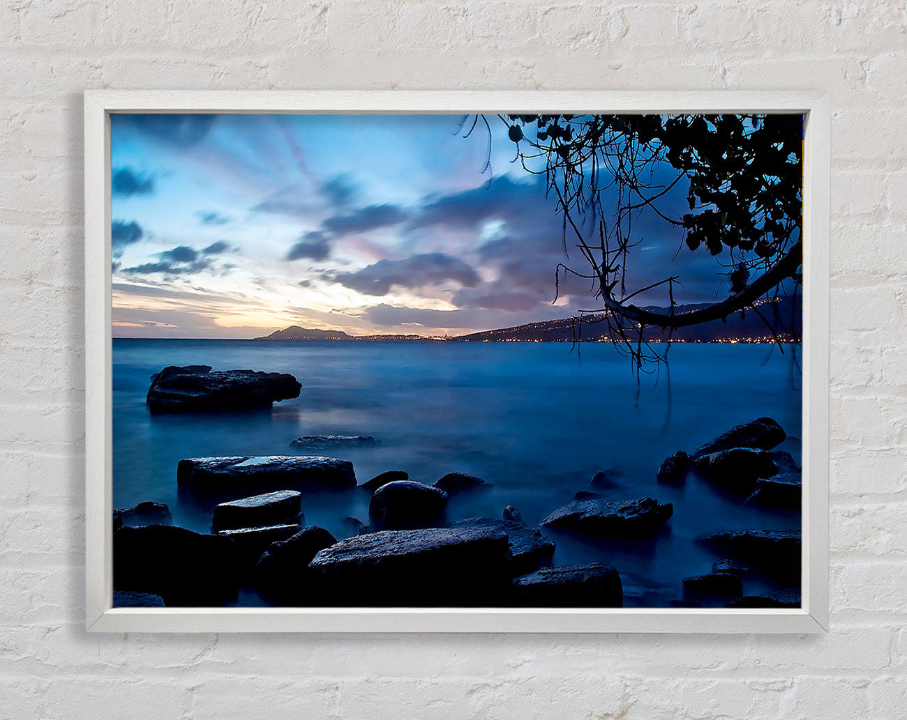 Blue Ocean Rock Calm Framed Wall Art
