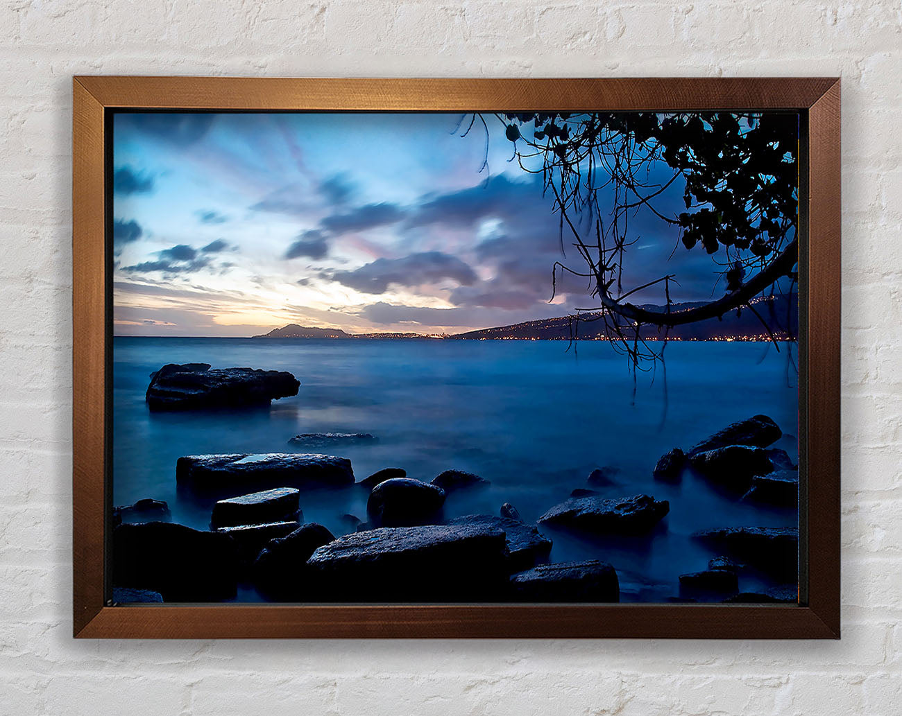 Blue Ocean Rock Calm Framed Wall Art