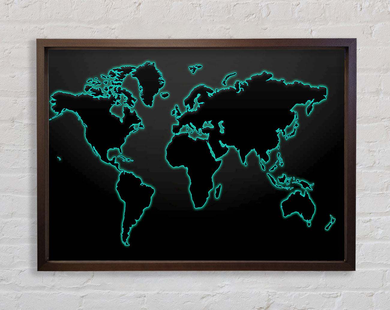 Black World Map Framed Wall Art