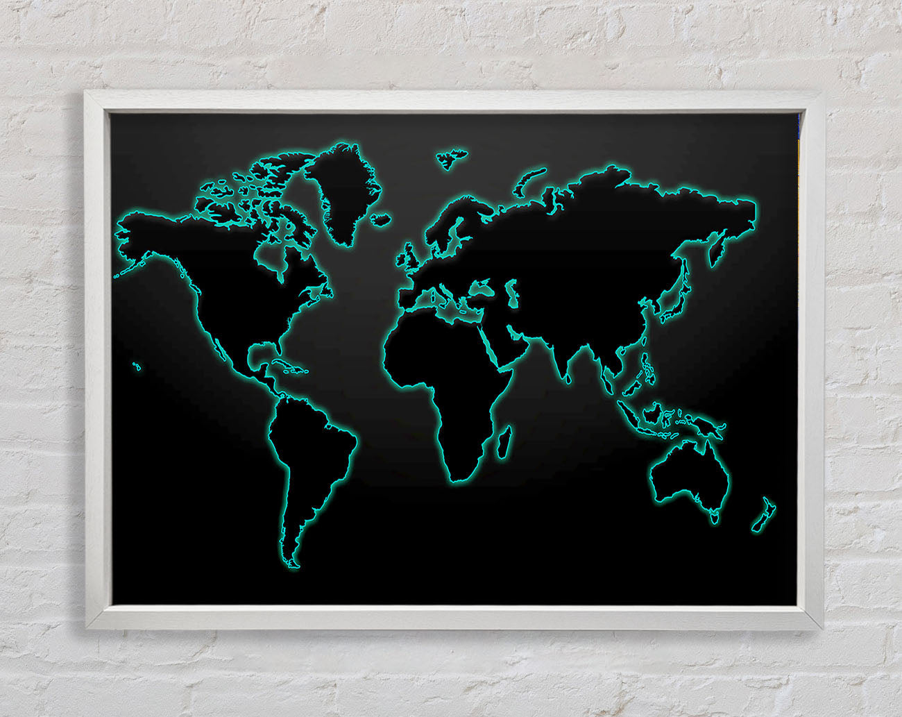 Black World Map Framed Wall Art