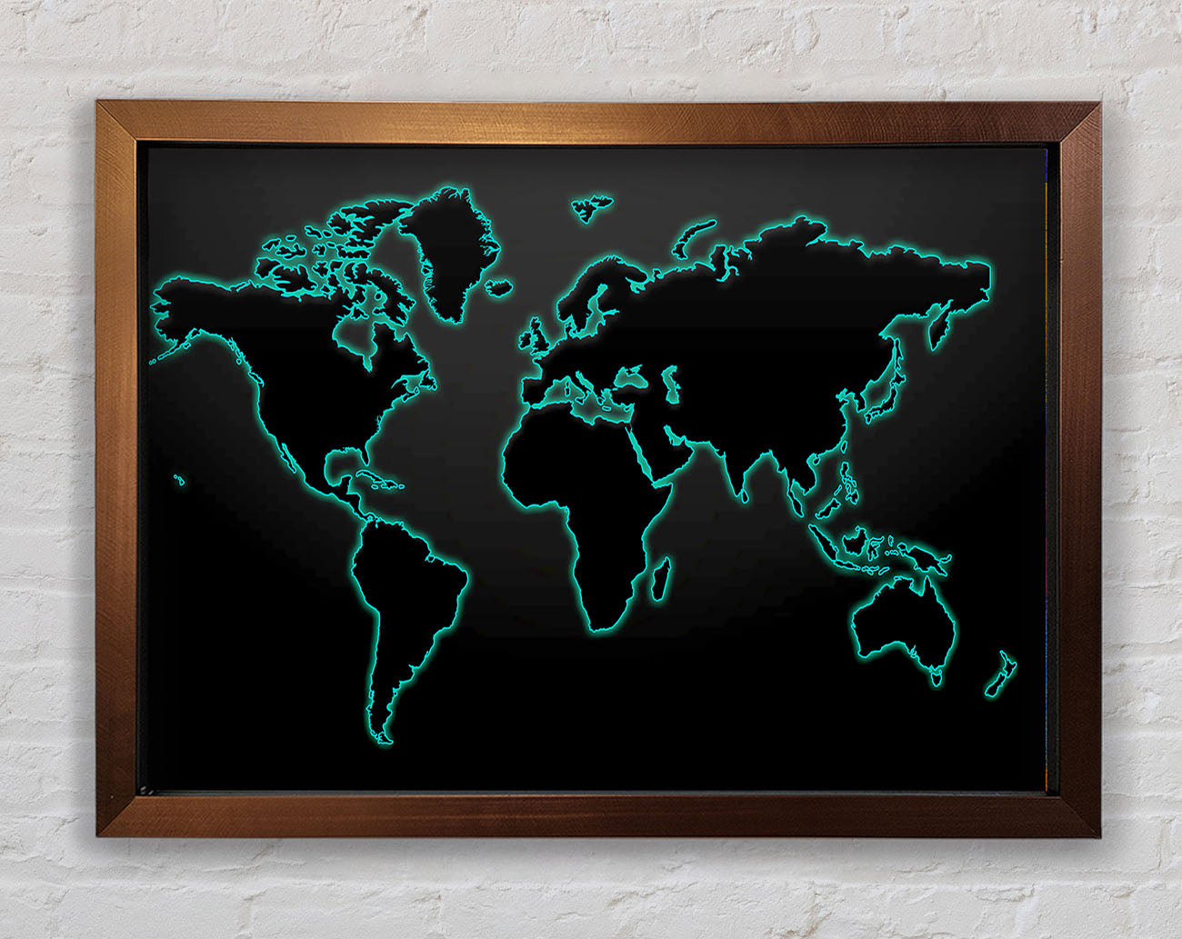 Black World Map Framed Wall Art