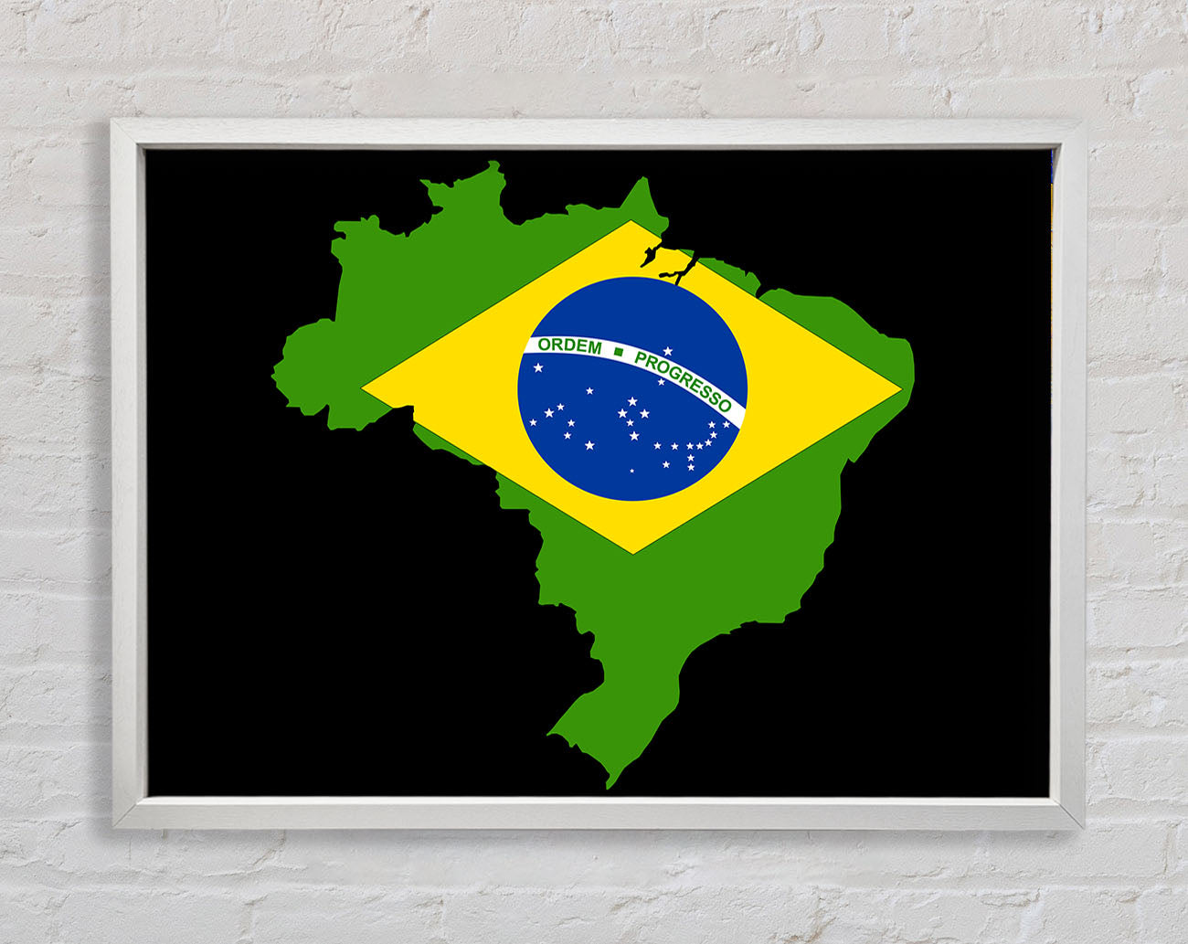 Brazillian Flag Map Framed Wall Art