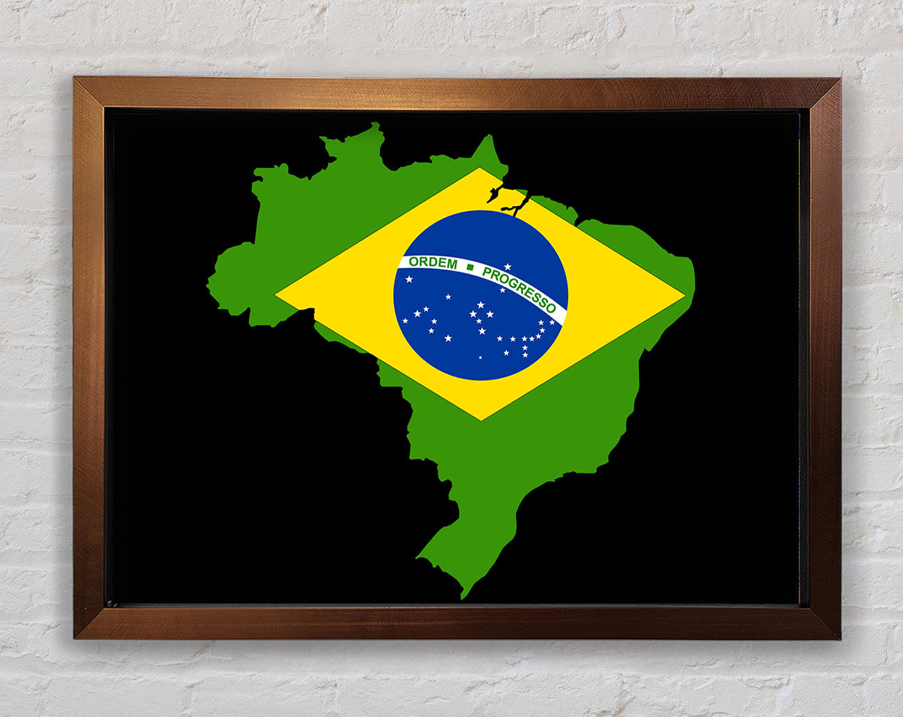 Brazillian Flag Map Framed Wall Art