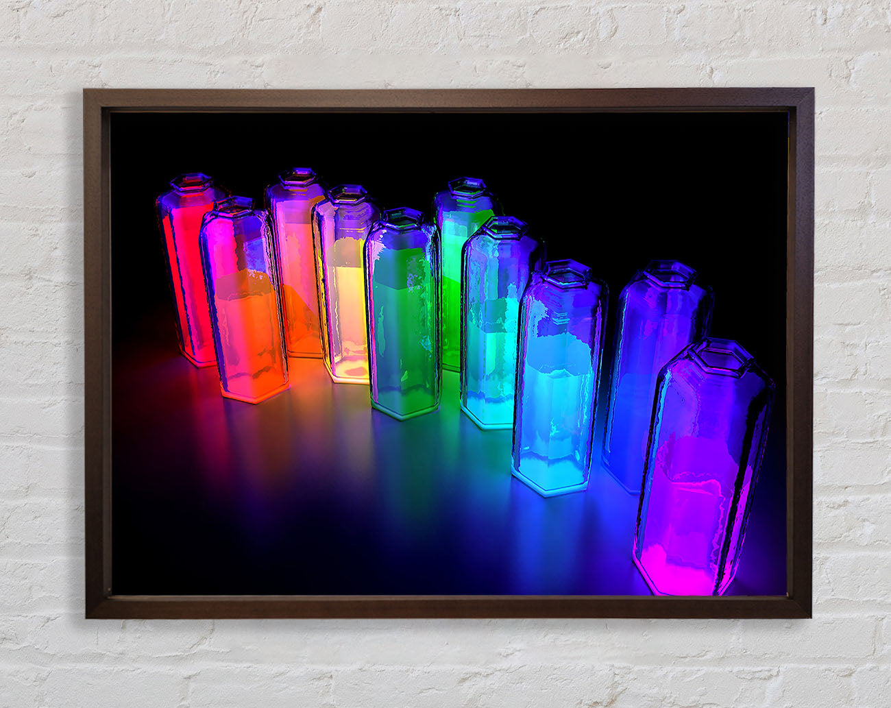 Colorful 3D Bottles Framed Wall Art