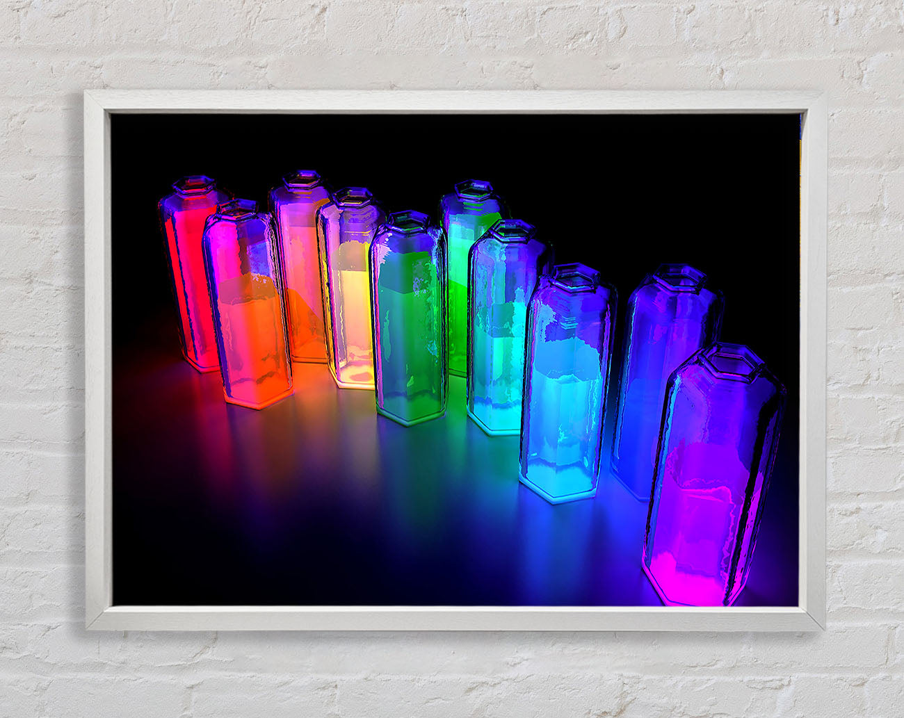 Colorful 3D Bottles Framed Wall Art
