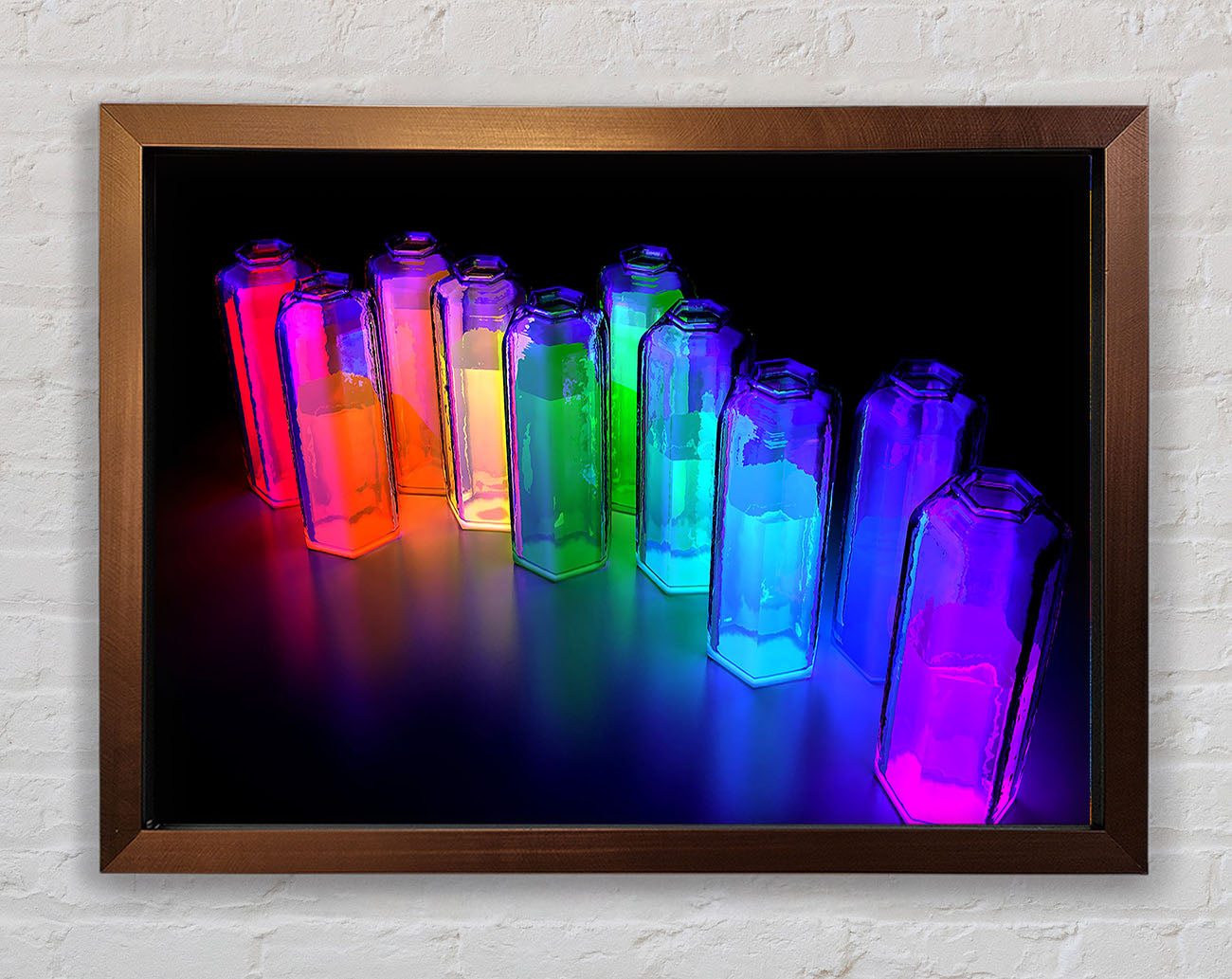 Colorful 3D Bottles Framed Wall Art