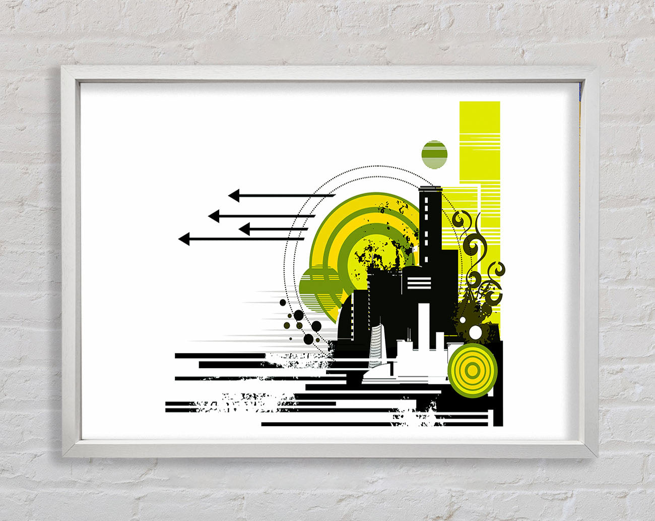 Contemporary City Sun White Framed Wall Art