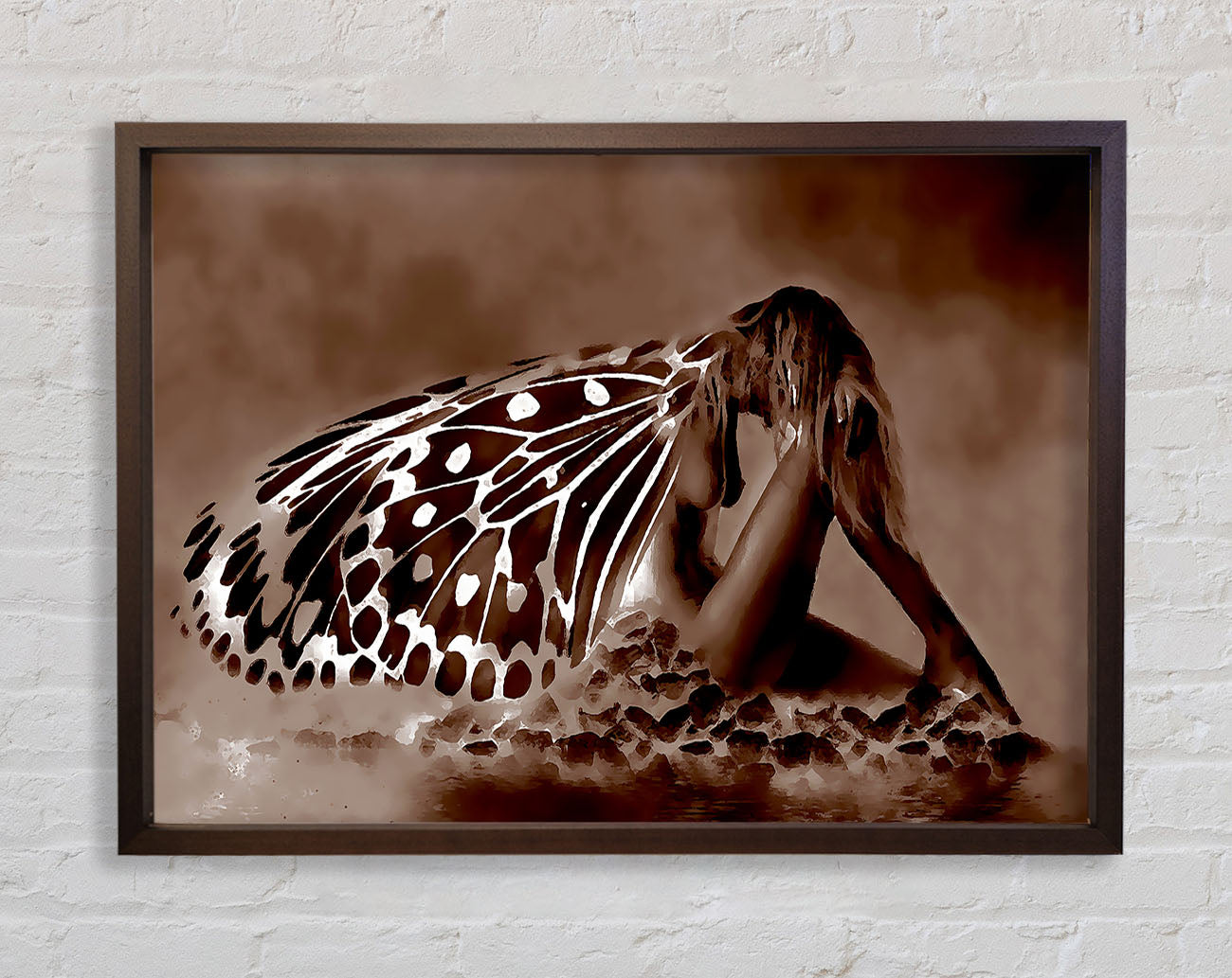 Chocolate Butterfly Landing Framed Wall Art