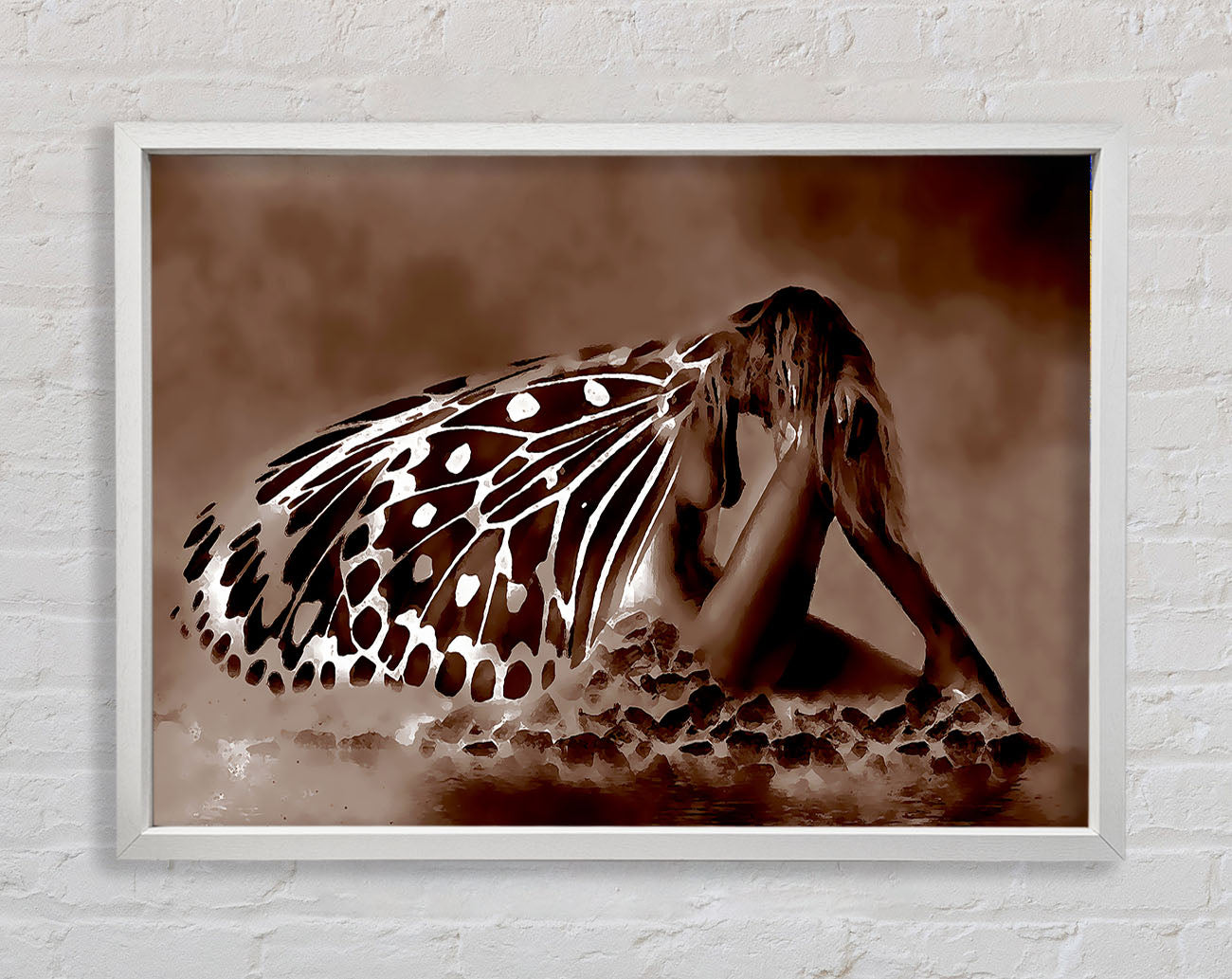 Chocolate Butterfly Landing Framed Wall Art