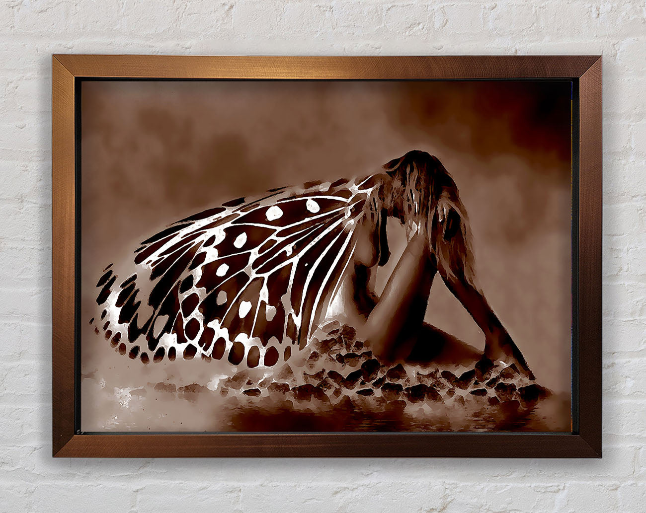 Chocolate Butterfly Landing Framed Wall Art