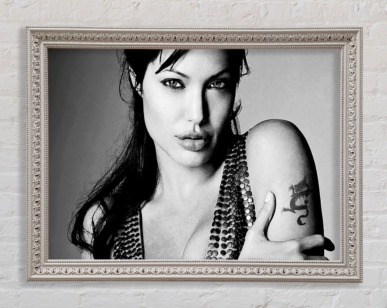 Angelina Jolie Dragon Tattoo Framed Wall Art