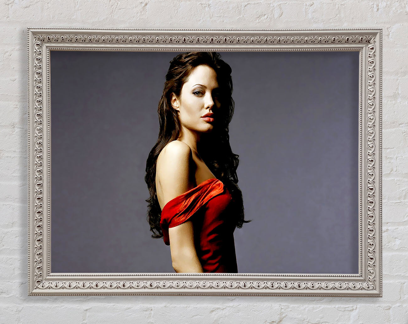 Angelina Jolie Red Dress Framed Wall Art