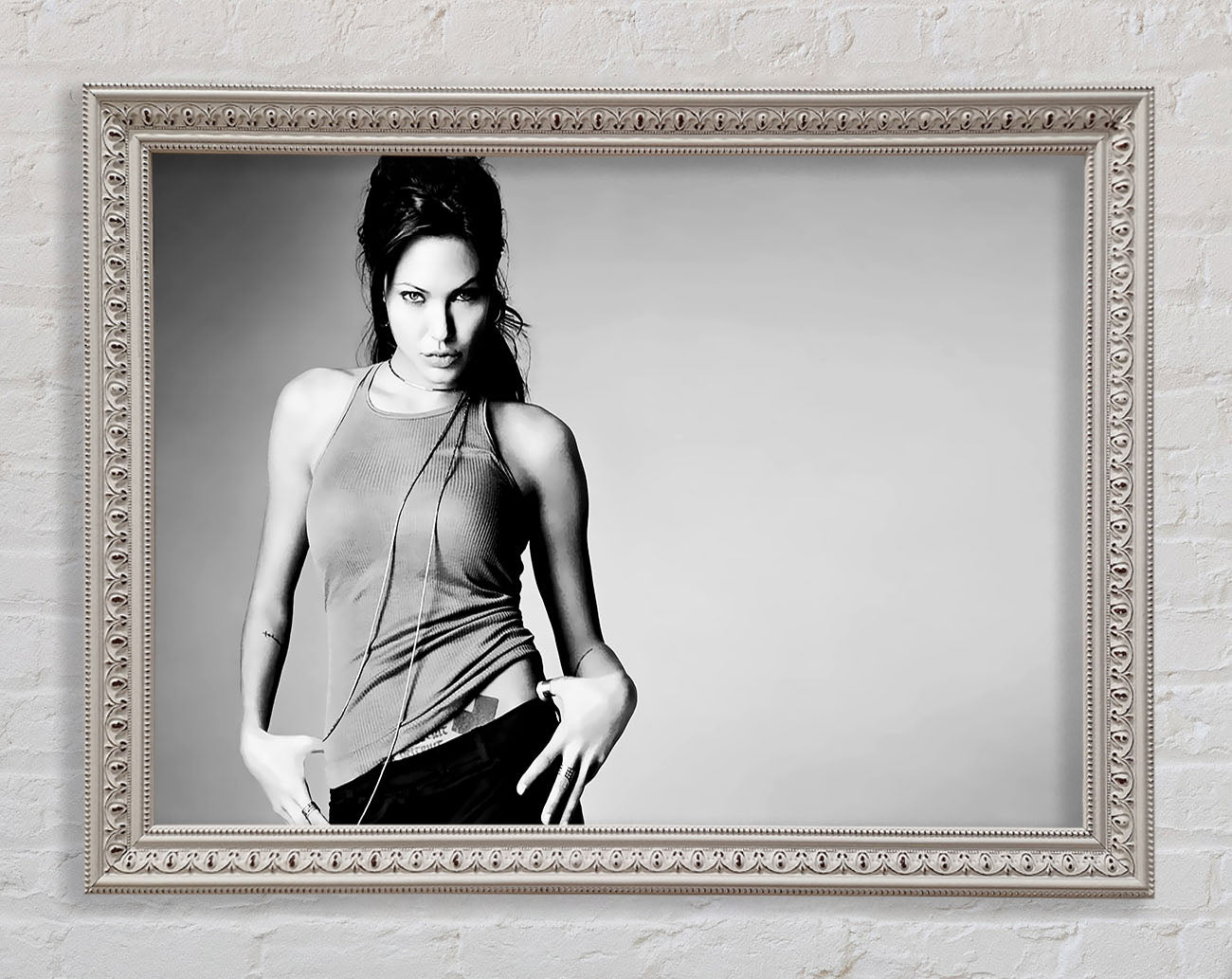 Angelina Jolie Sexy B n W Framed Wall Art