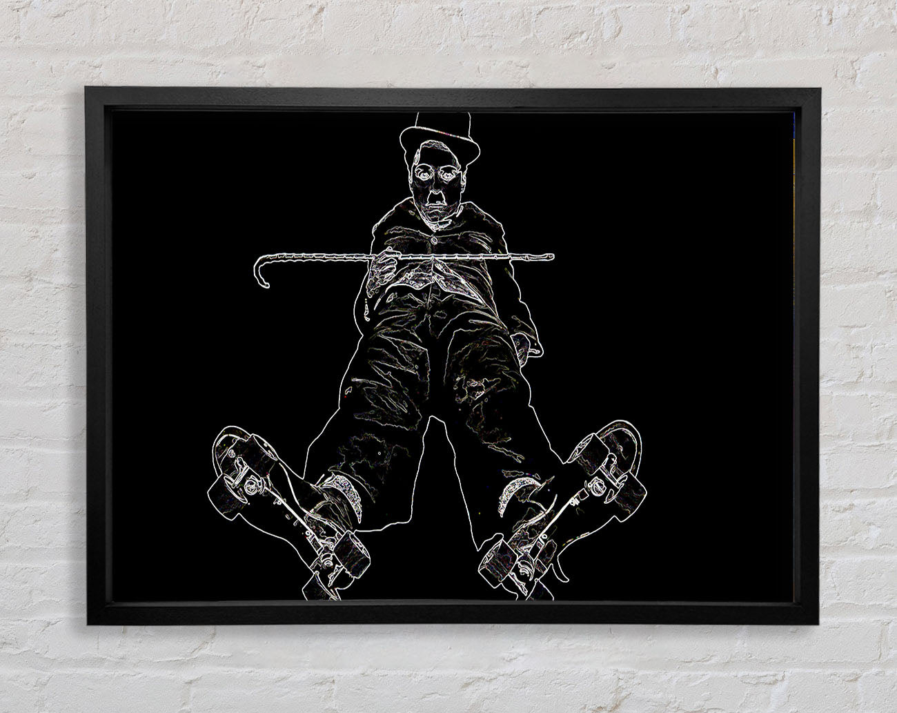 Charlie Chaplin White On Black Framed Wall Art