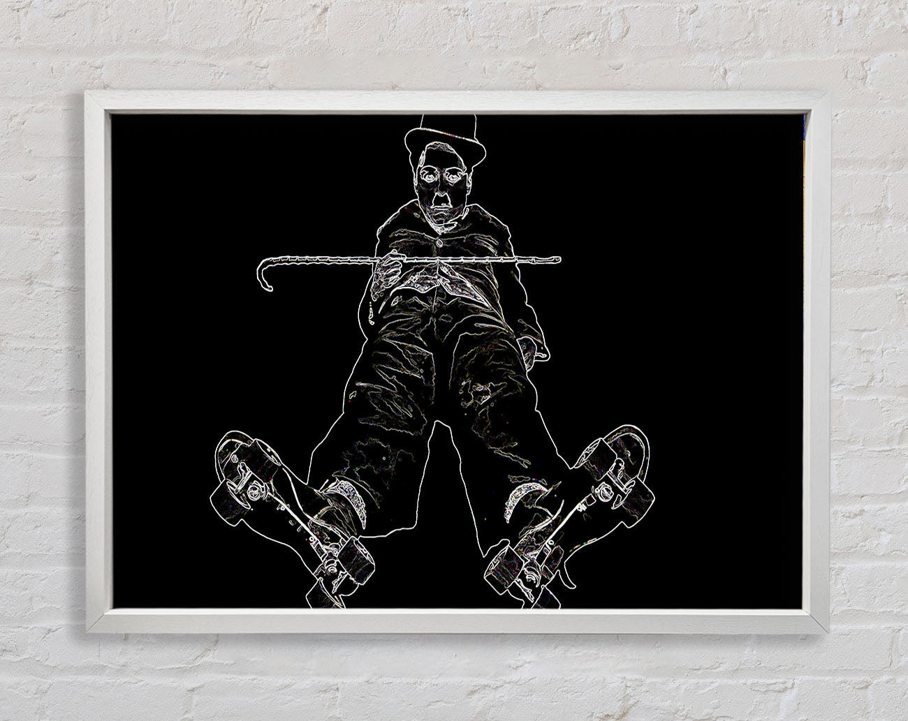 Charlie Chaplin White On Black Framed Wall Art