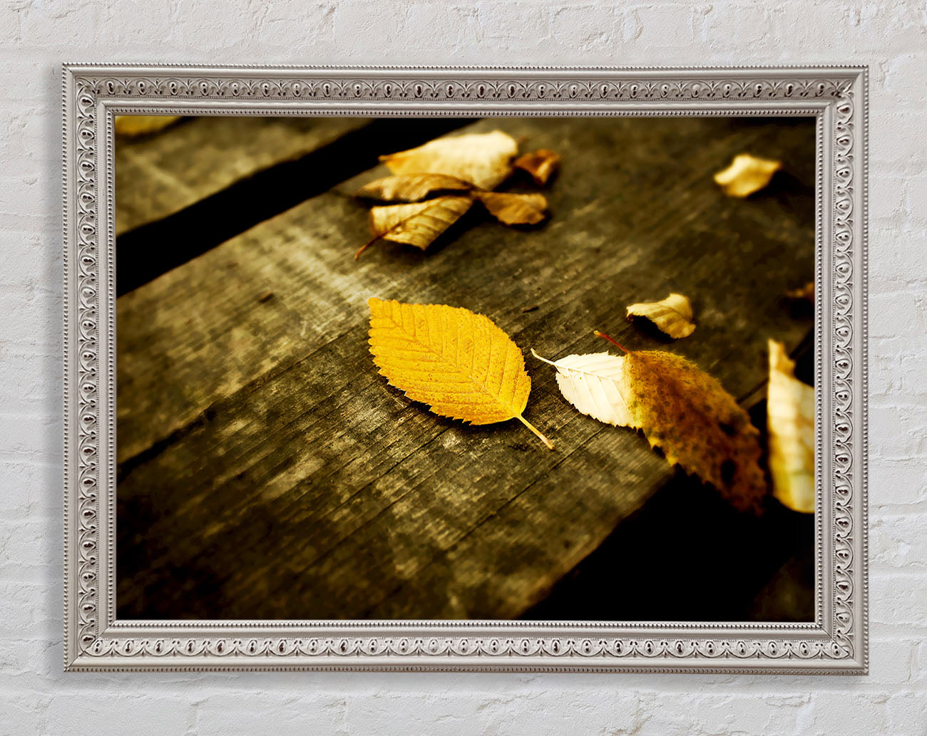 Autumn Leaves On The Deck Framed Wall Art