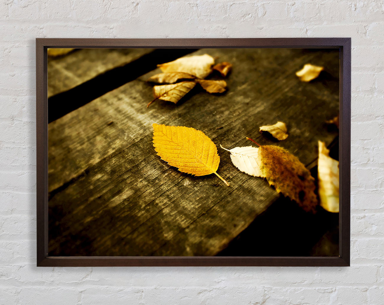 Autumn Leaves On The Deck Framed Wall Art