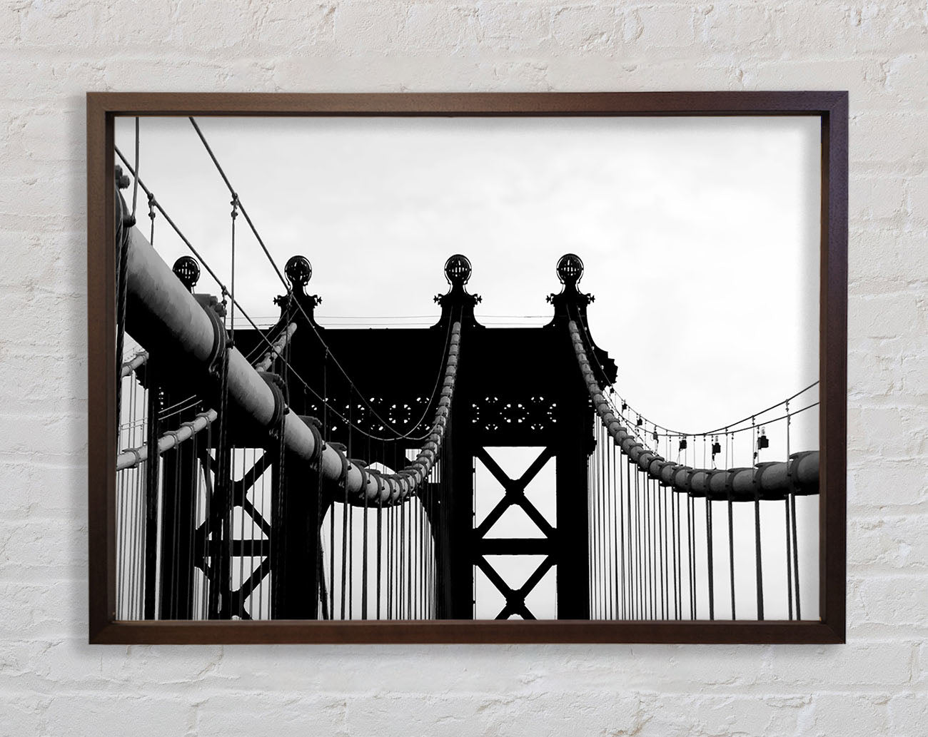 Brooklyn Bridge Close-Up B n W Framed Wall Art