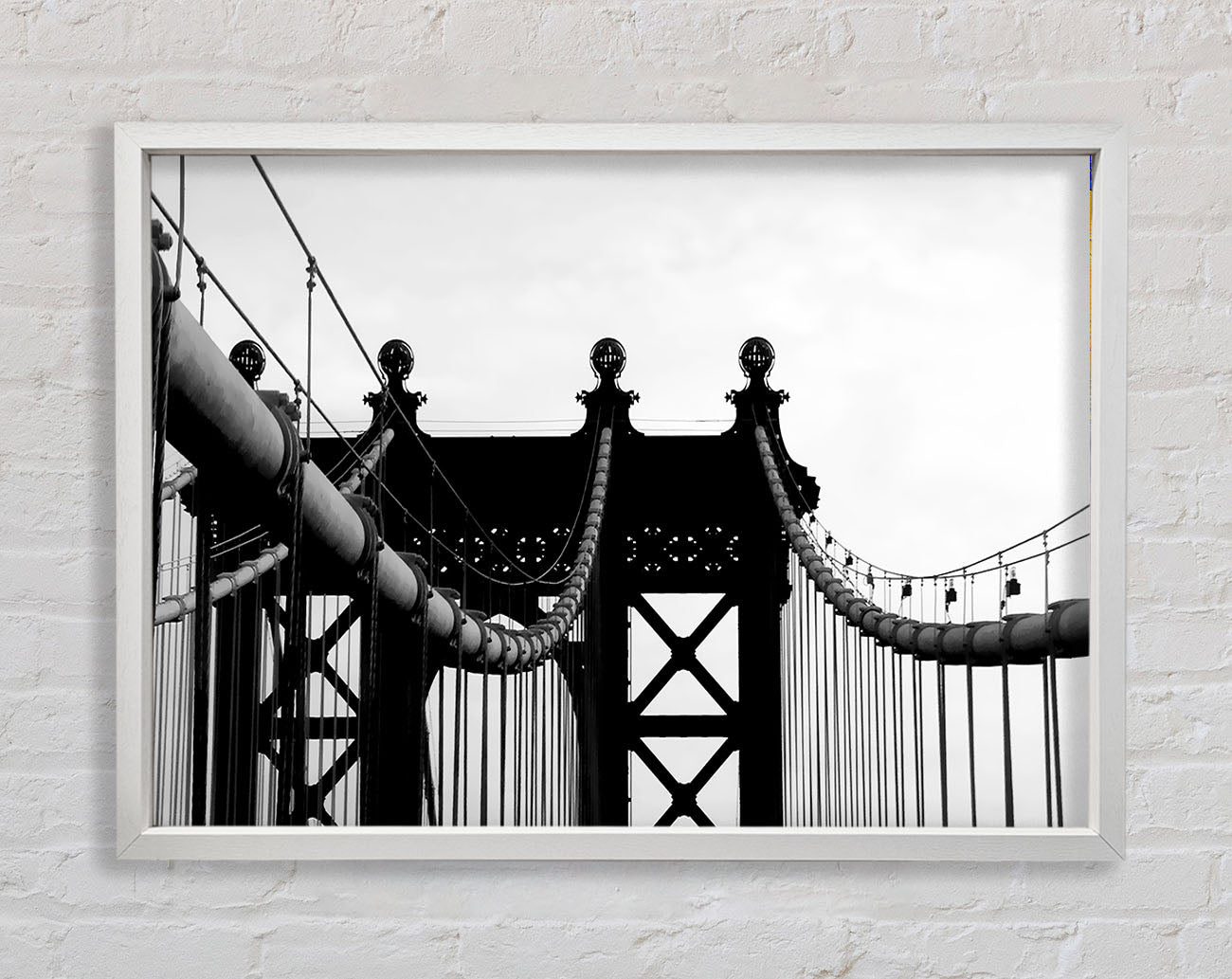 Brooklyn Bridge Close-Up B n W Framed Wall Art