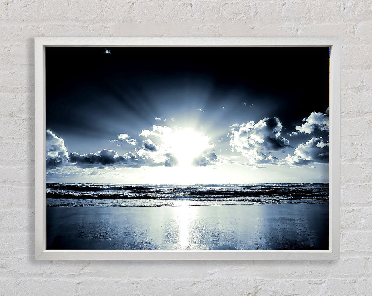 Blue Sunshine On The Beach Framed Wall Art