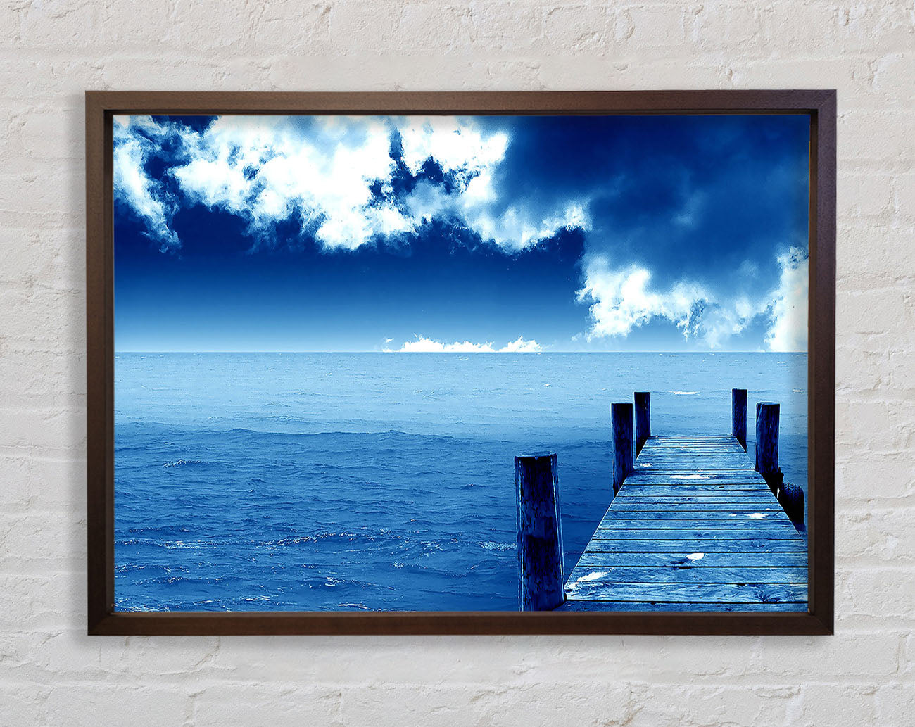 Blue Dock Clouds Framed Wall Art