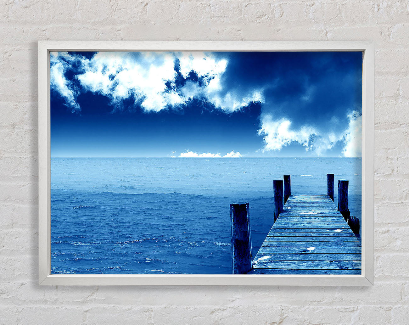 Blue Dock Clouds Framed Wall Art