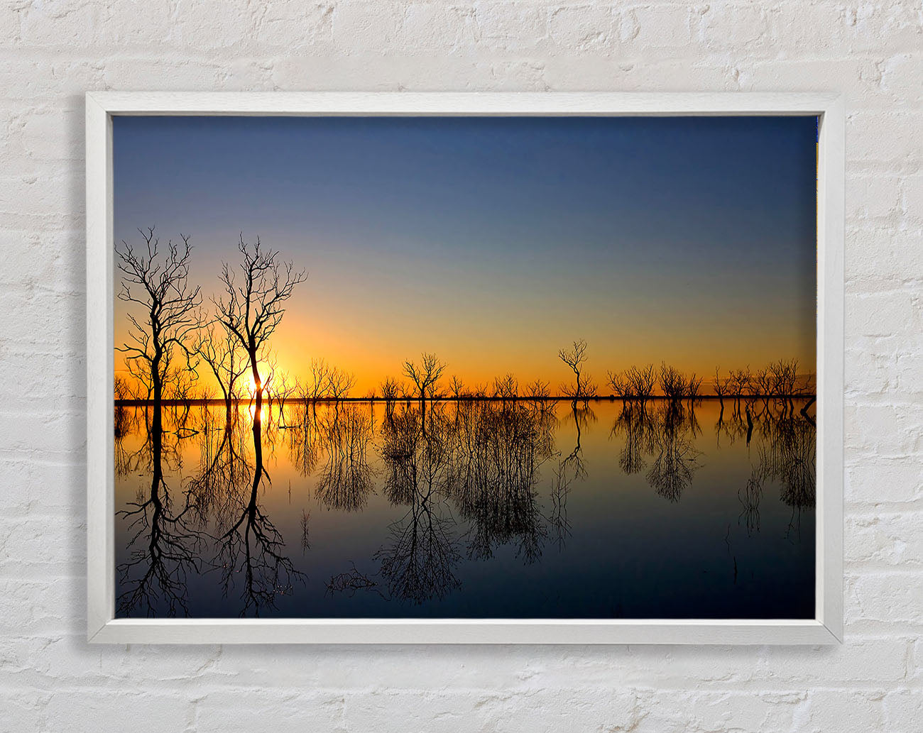 Beautiful Reflections Of The Winter Trees Framed Wall Art