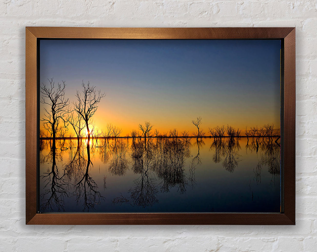 Beautiful Reflections Of The Winter Trees Framed Wall Art
