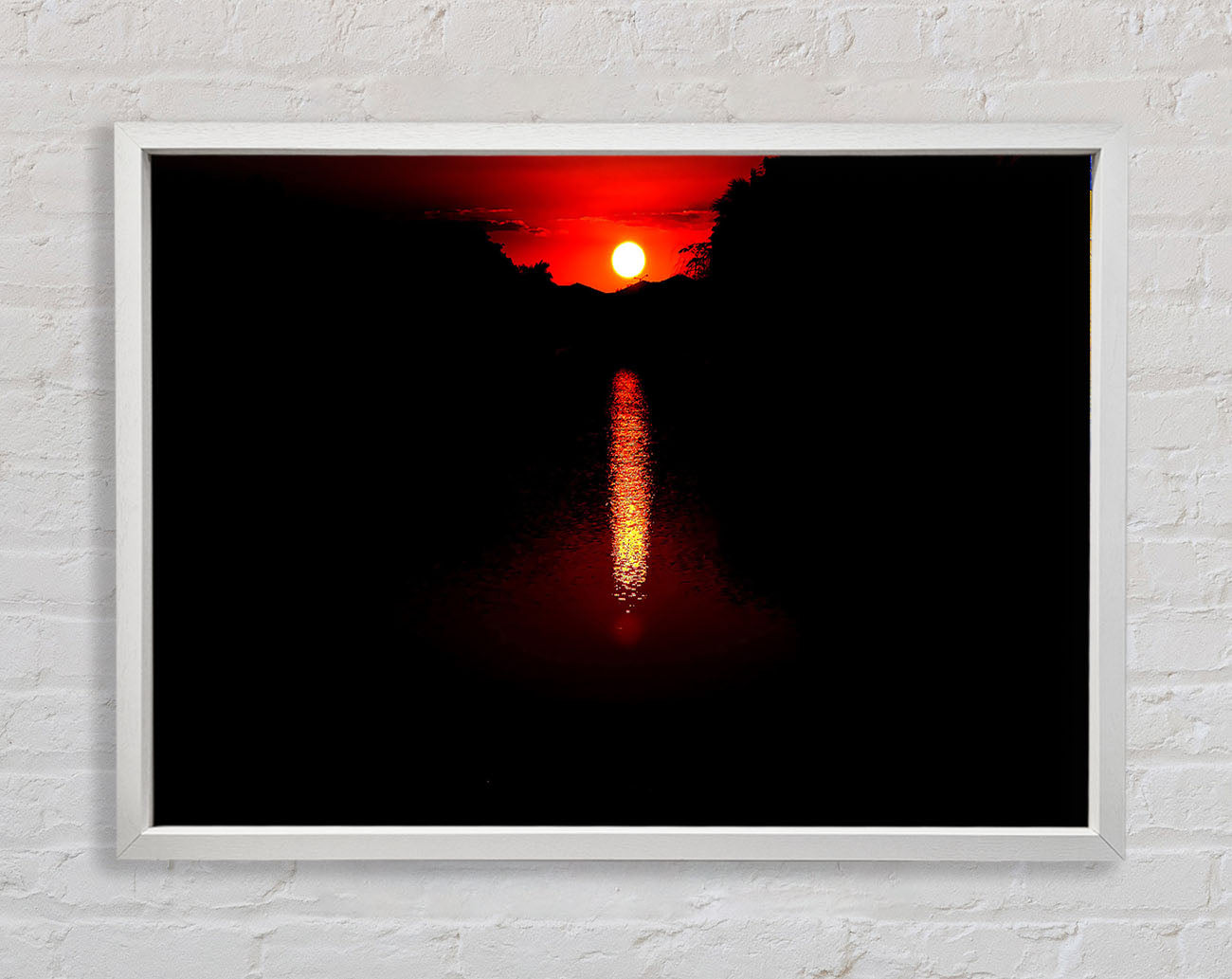 As The Stunning Red Sun Goes Down Framed Wall Art