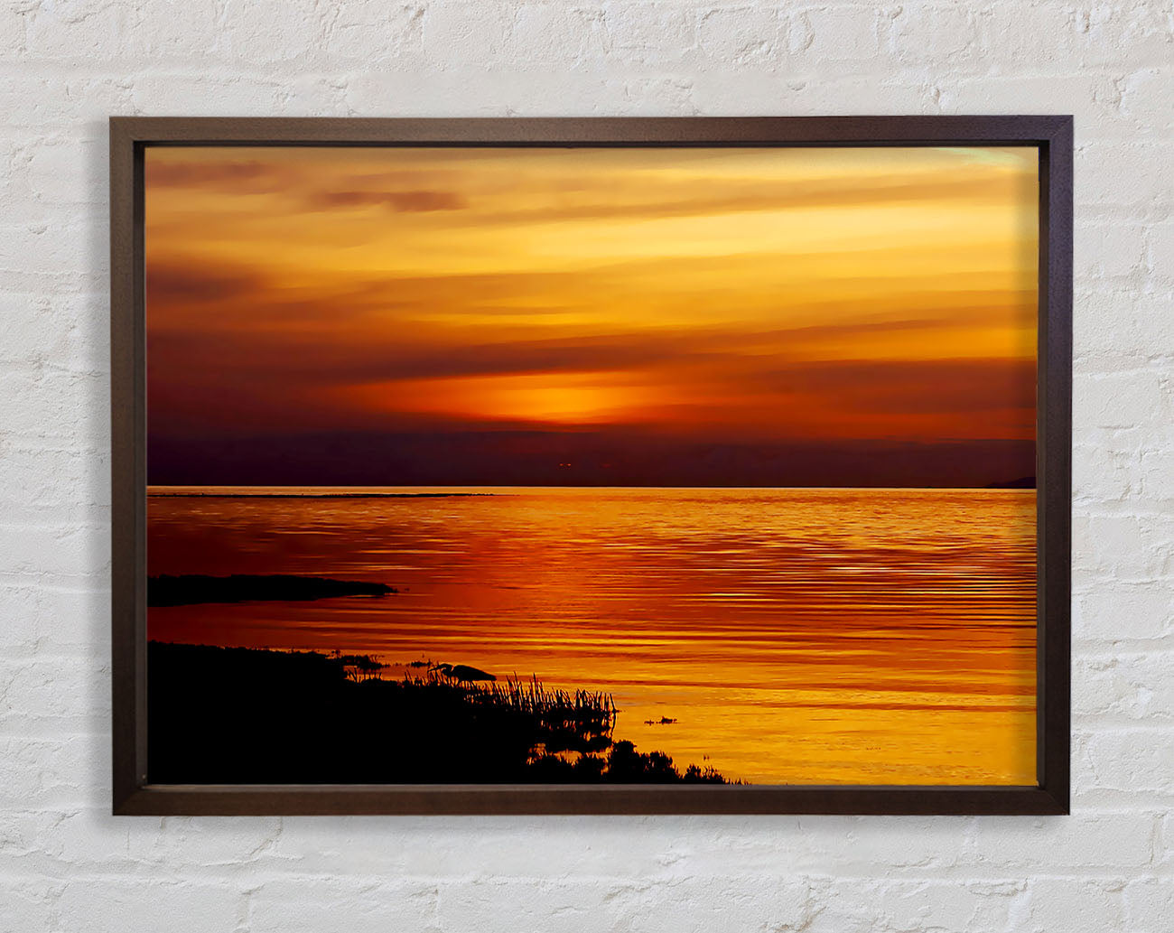 Calming Lake Sunset Framed Wall Art