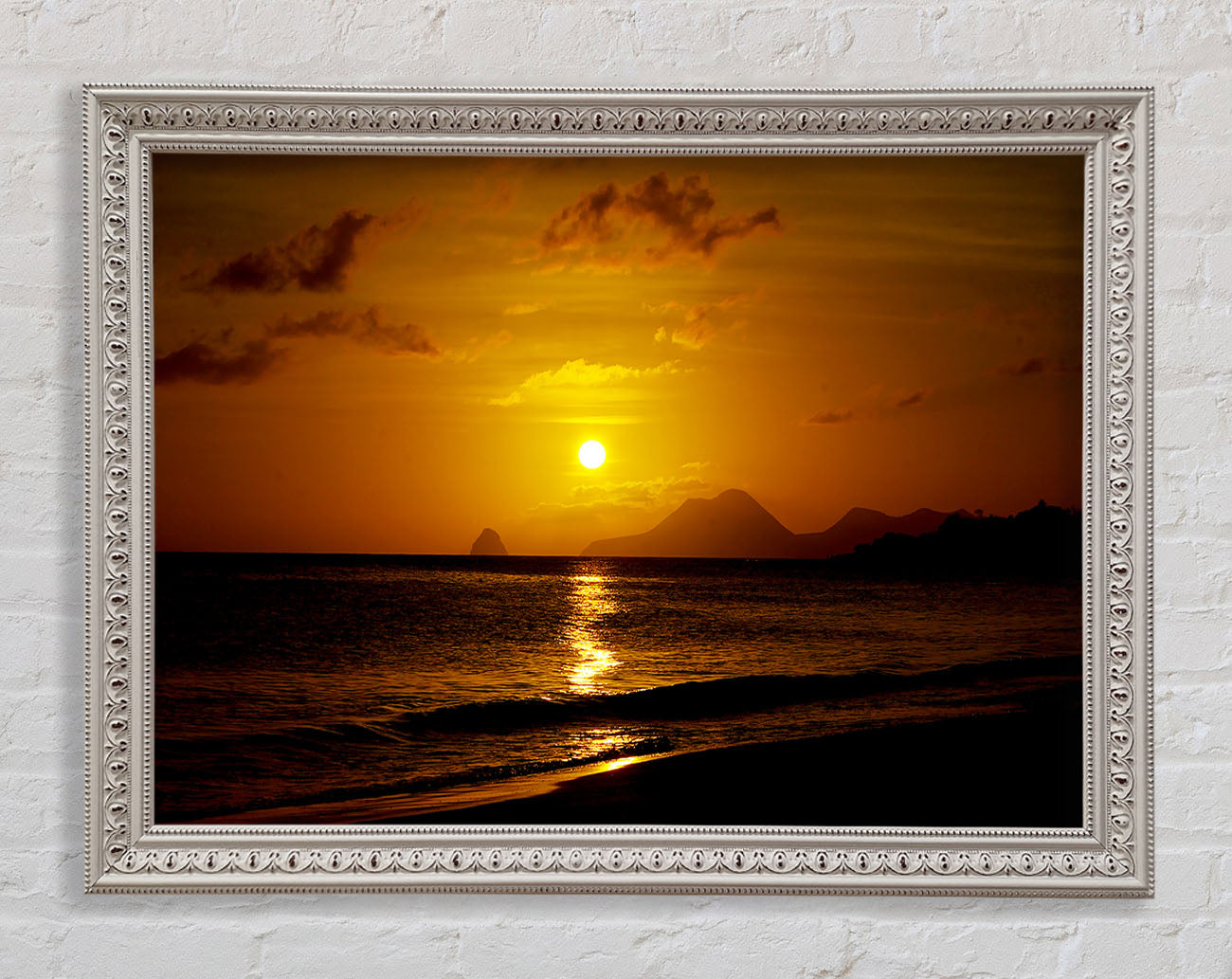 Caramel Ocean Sunset Framed Wall Art