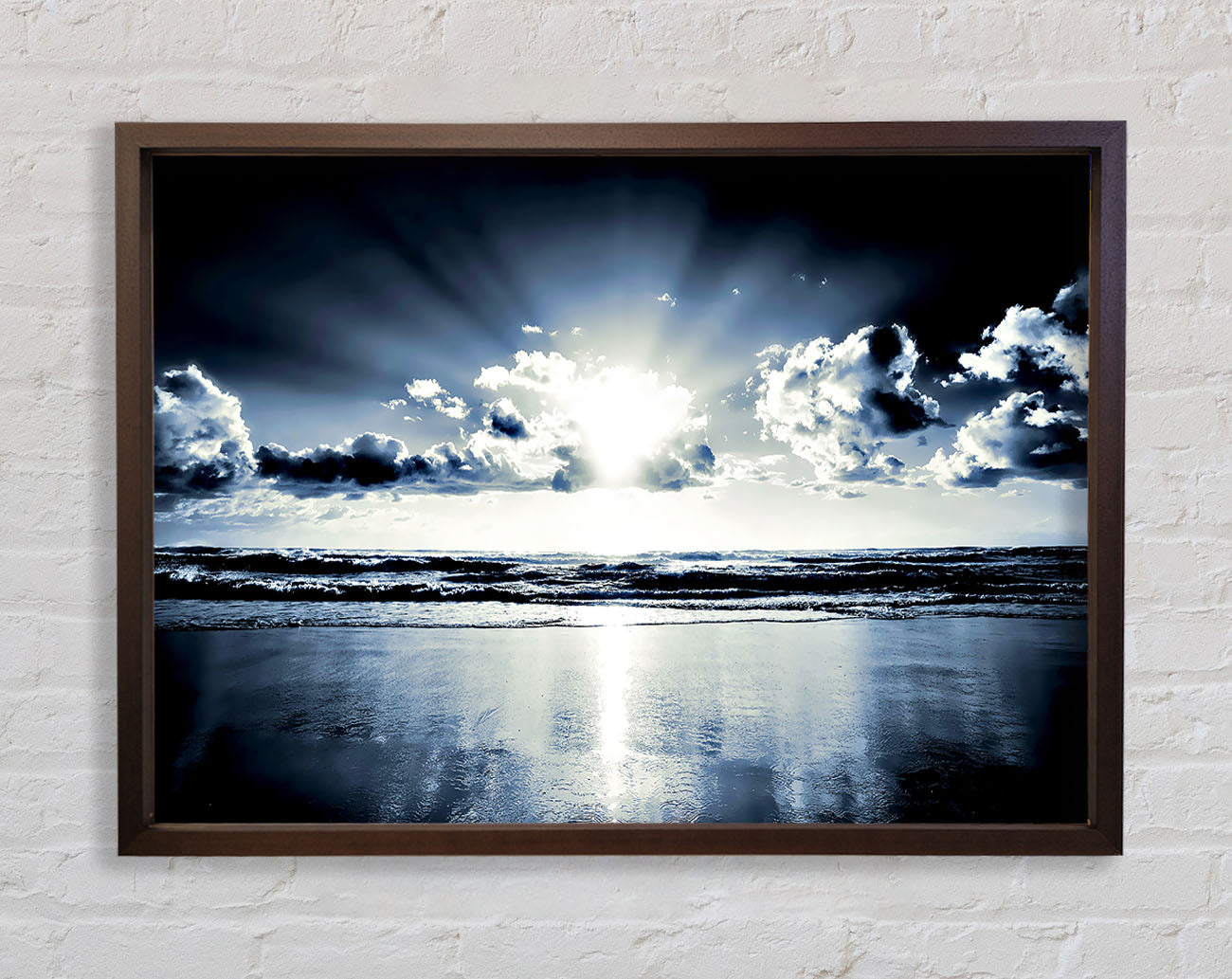 Blue Sunburst Framed Wall Art