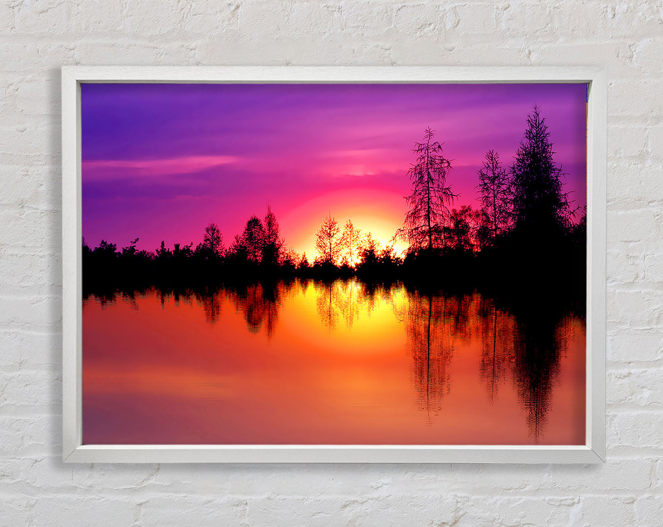 As The Sun Sets Over The Lake Framed Wall Art