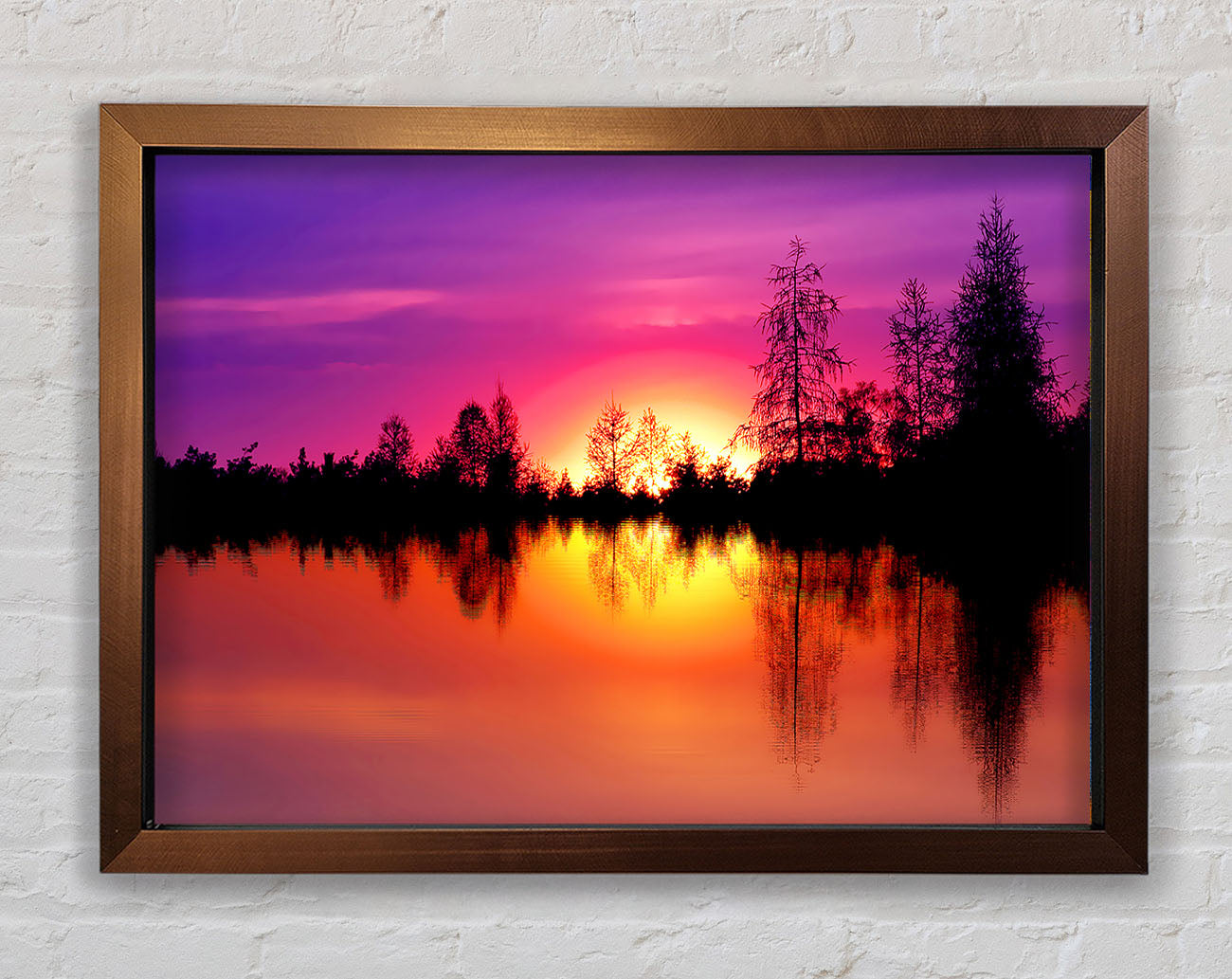 As The Sun Sets Over The Lake Framed Wall Art