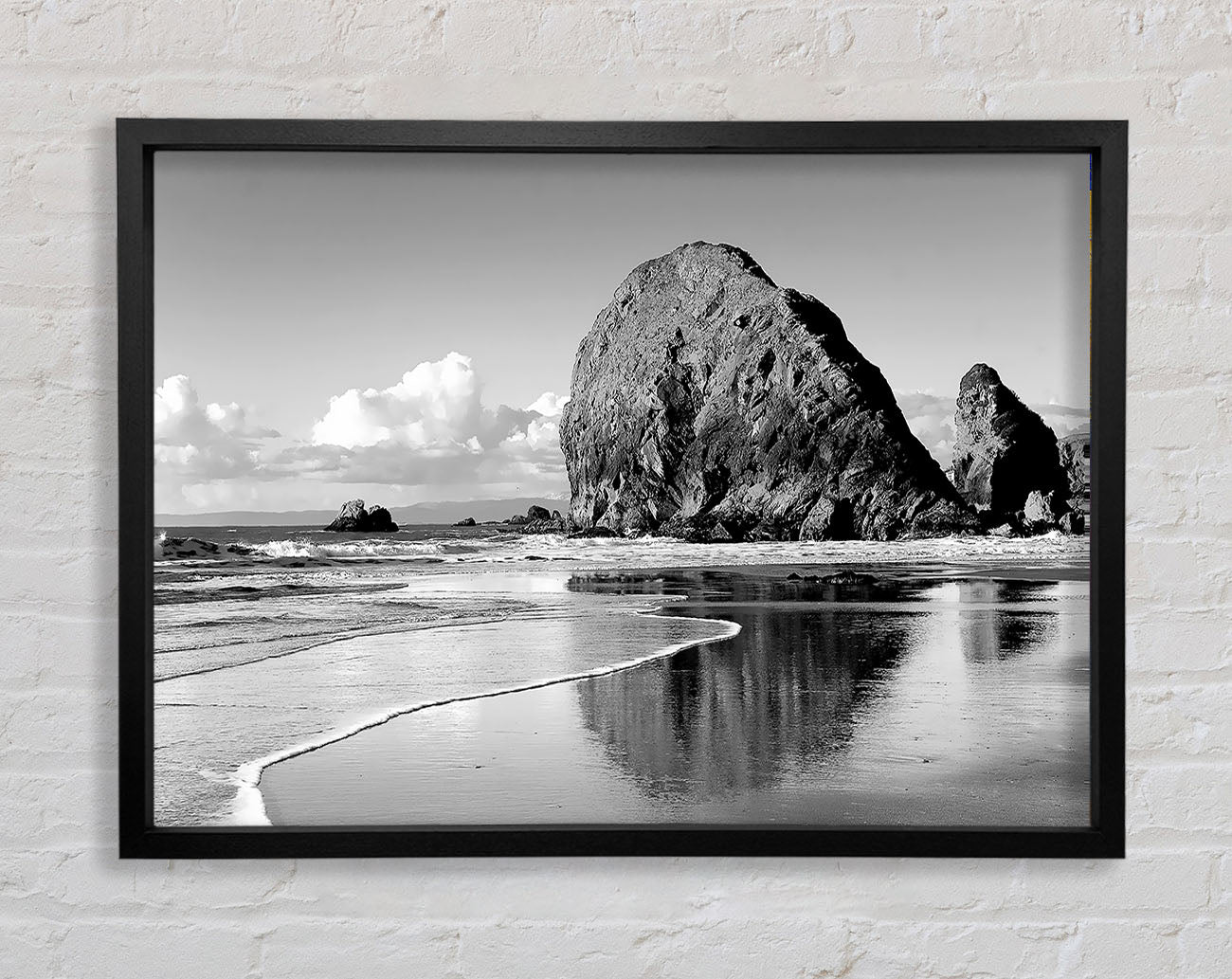Beach Rocks B n W Framed Wall Art