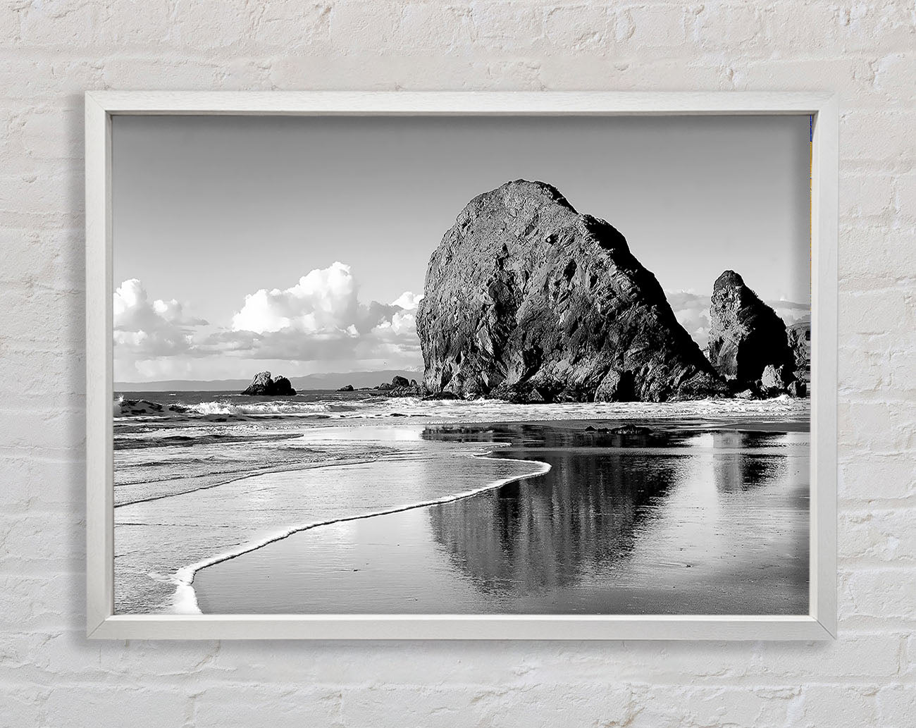 Beach Rocks B n W Framed Wall Art