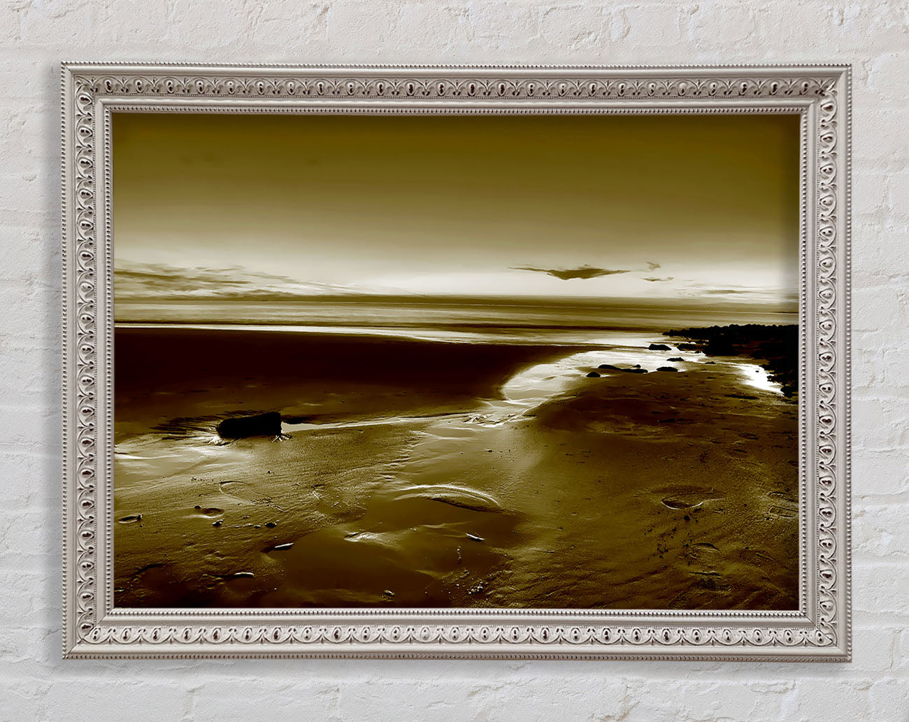 Calming Olive Ocean Framed Wall Art