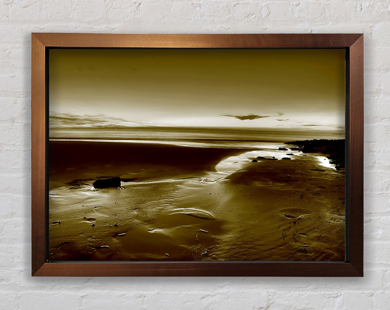 Calming Olive Ocean Framed Wall Art