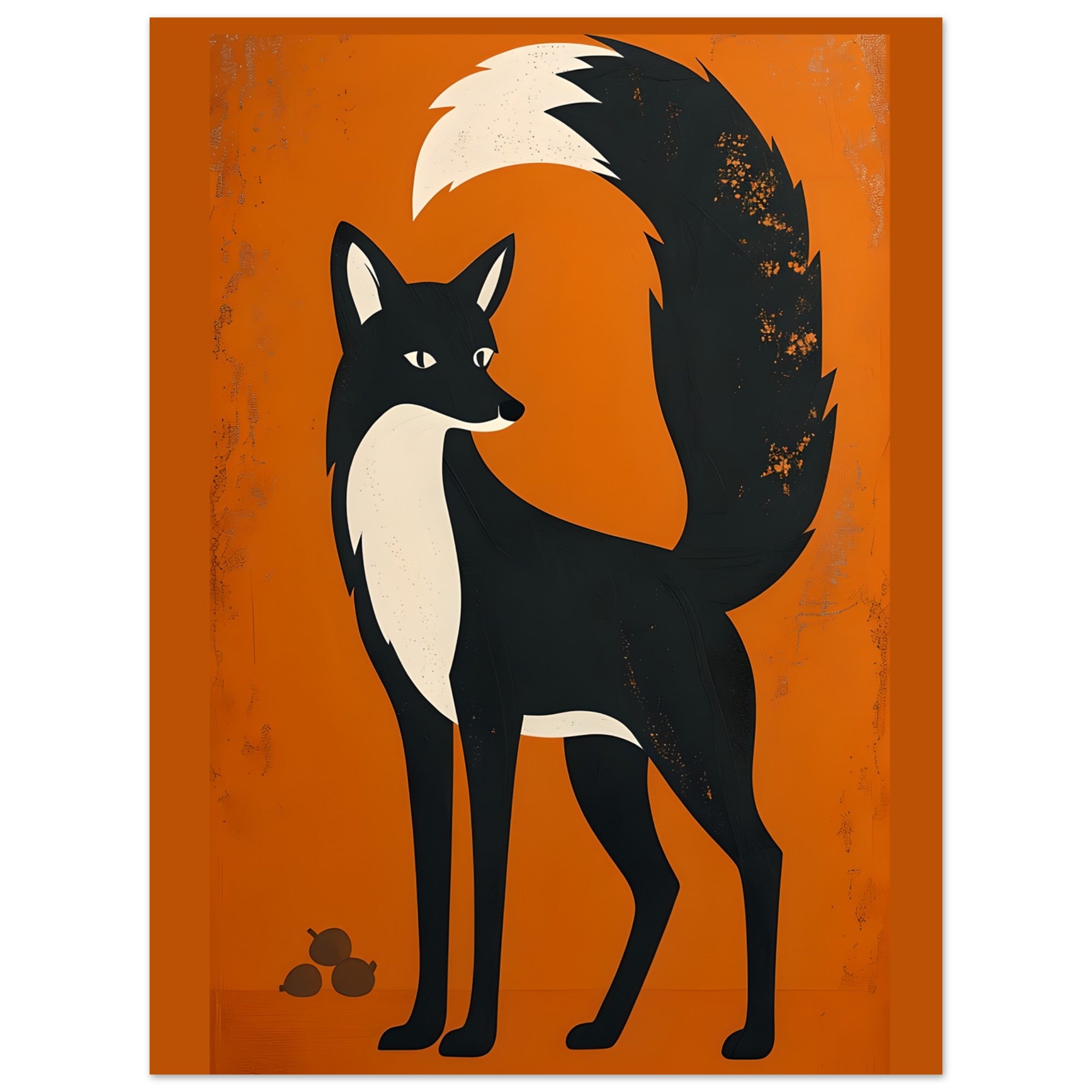 Modern Fox Poster - Scandinavian Woodland Animal Art - Retro Orange Minimalist Print for Home