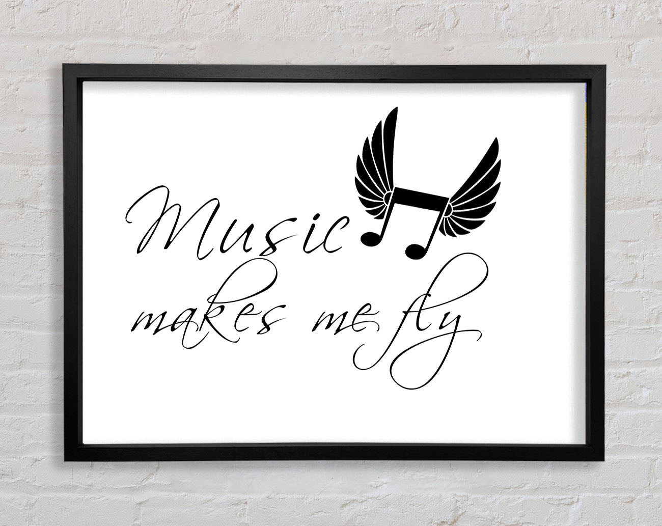 Boys room Quote Music Makes Me Fly White Framed Wall Art