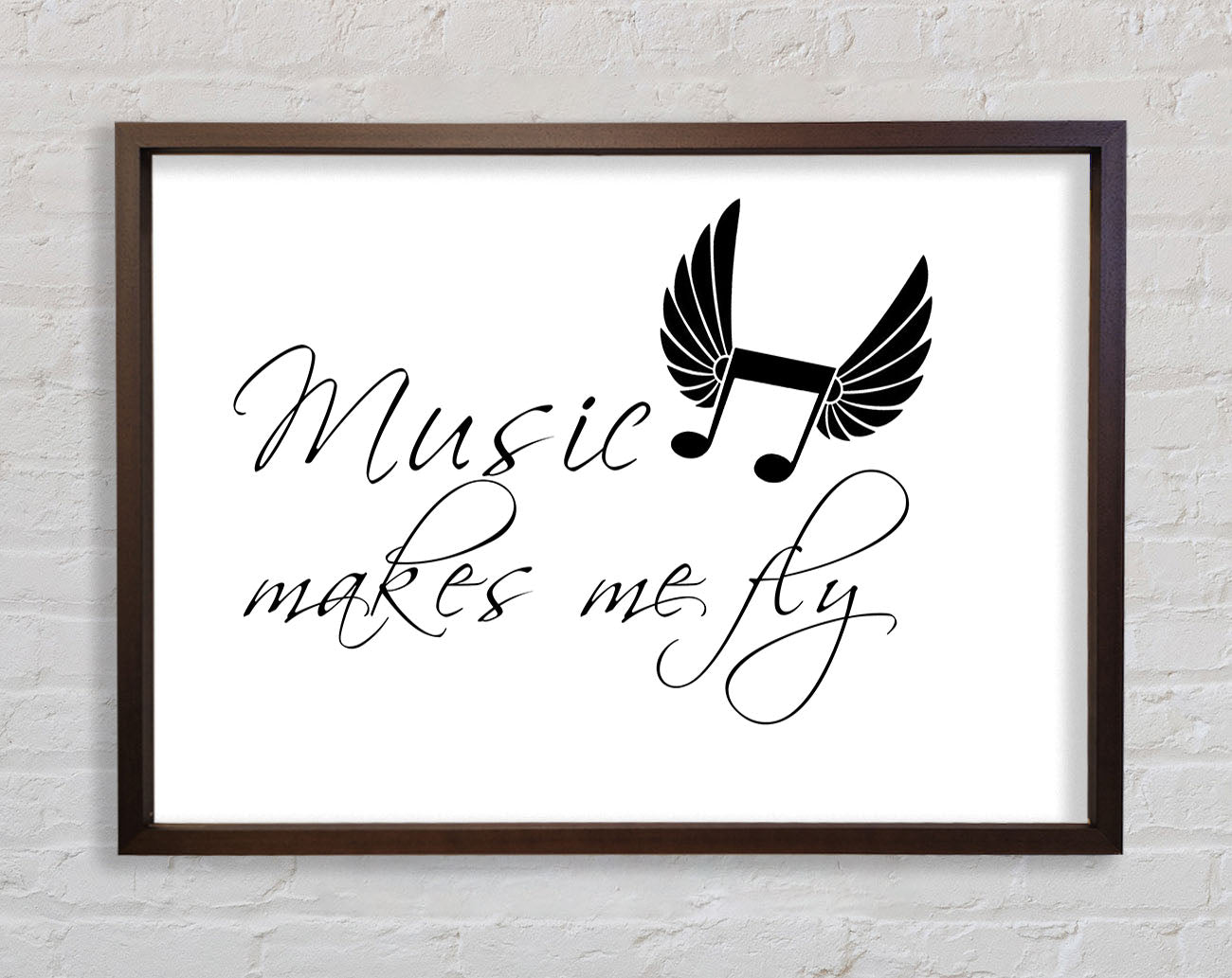 Boys room Quote Music Makes Me Fly White Framed Wall Art