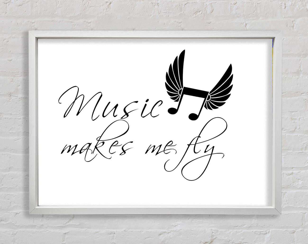 Boys room Quote Music Makes Me Fly White Framed Wall Art