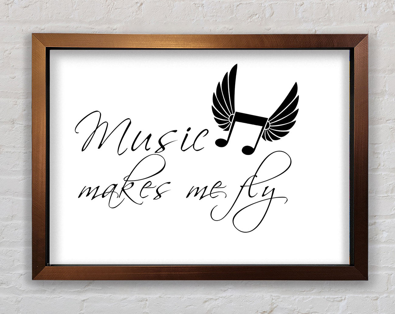 Boys room Quote Music Makes Me Fly White Framed Wall Art