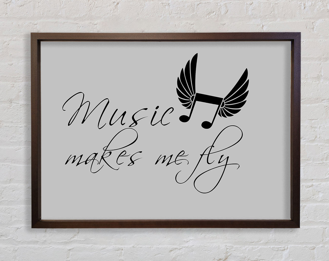 Boys room Quote Music Makes Me Fly Grey Framed Wall Art