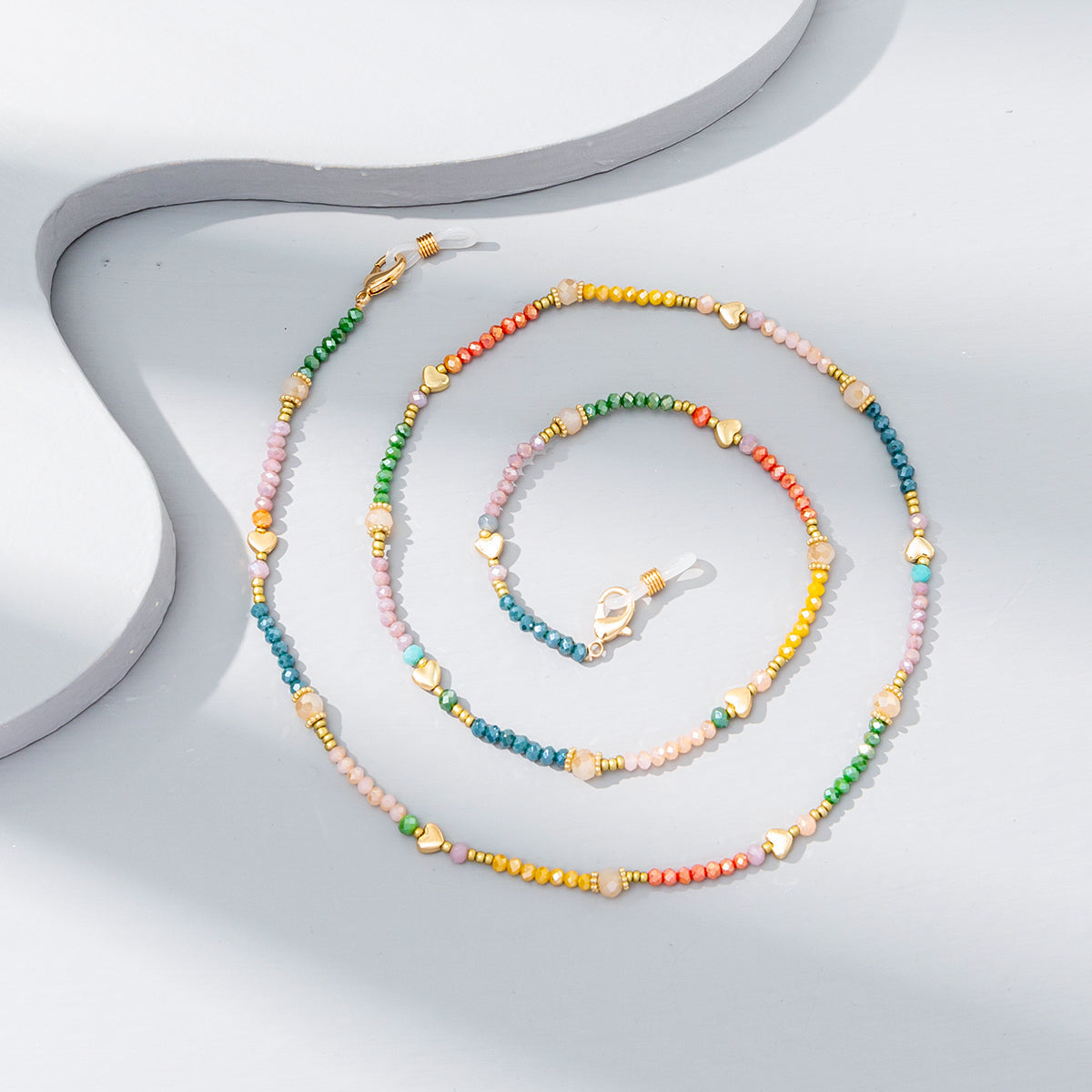 Mixed-color Crystal Beaded Eyeglass Chain, A Fashionable Street Accessory, Is A Ladies' Elegant Eyeglass Rope