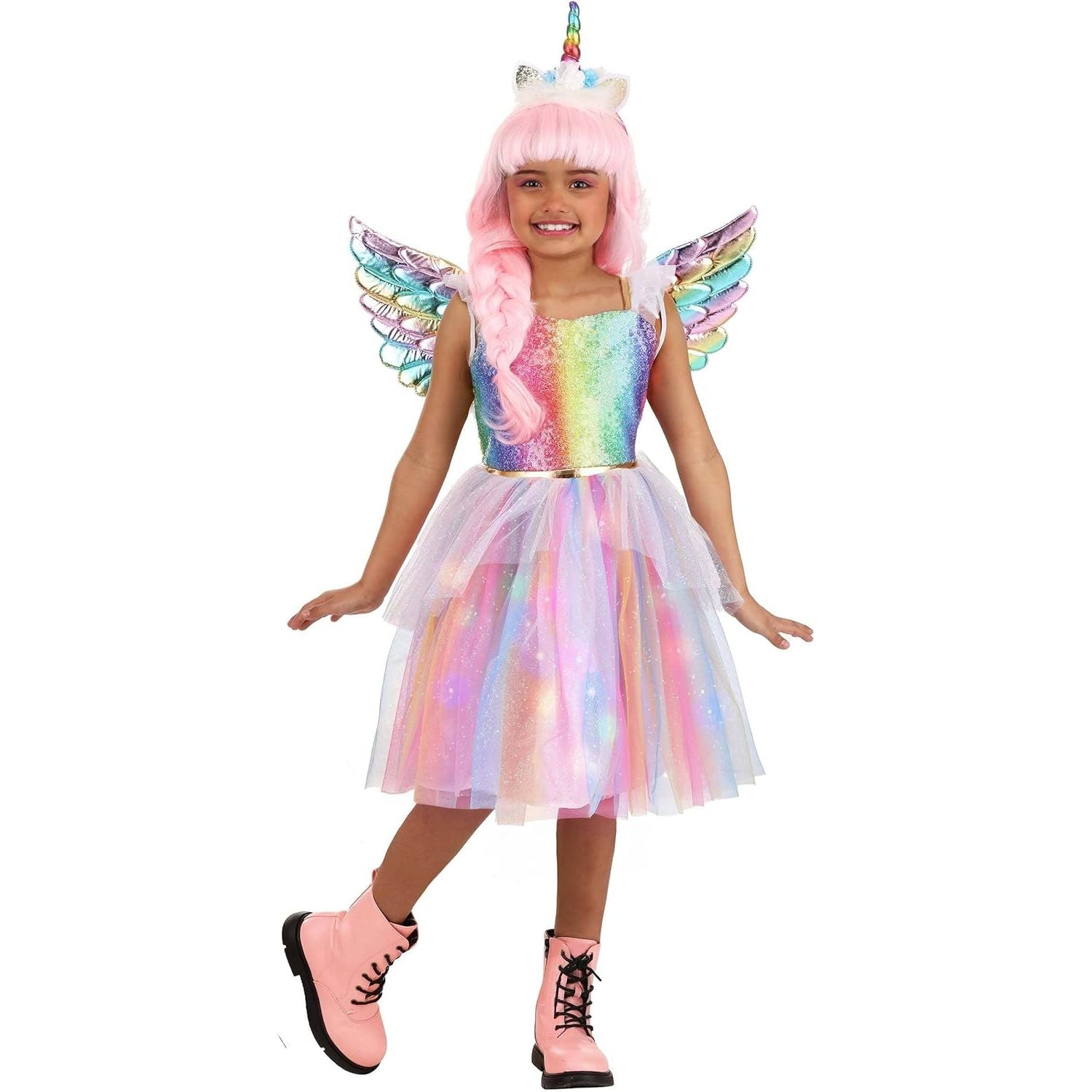 Girls Princess Unicorn Fancy Dress Costume 7-8 Years Halloween Forever Young