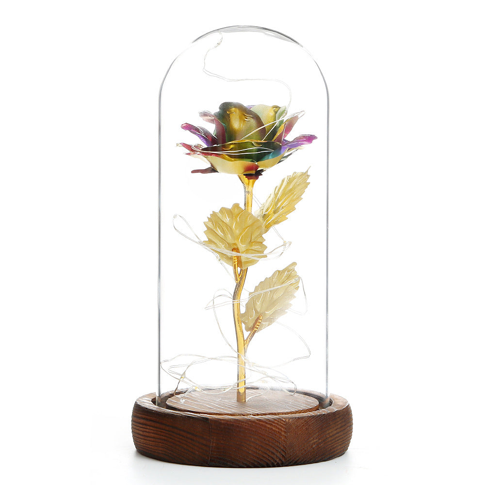 Valentine's Day Gift Simulation Gold Foil Rose Lamp Glass Cover Ornaments Color Box Packaging