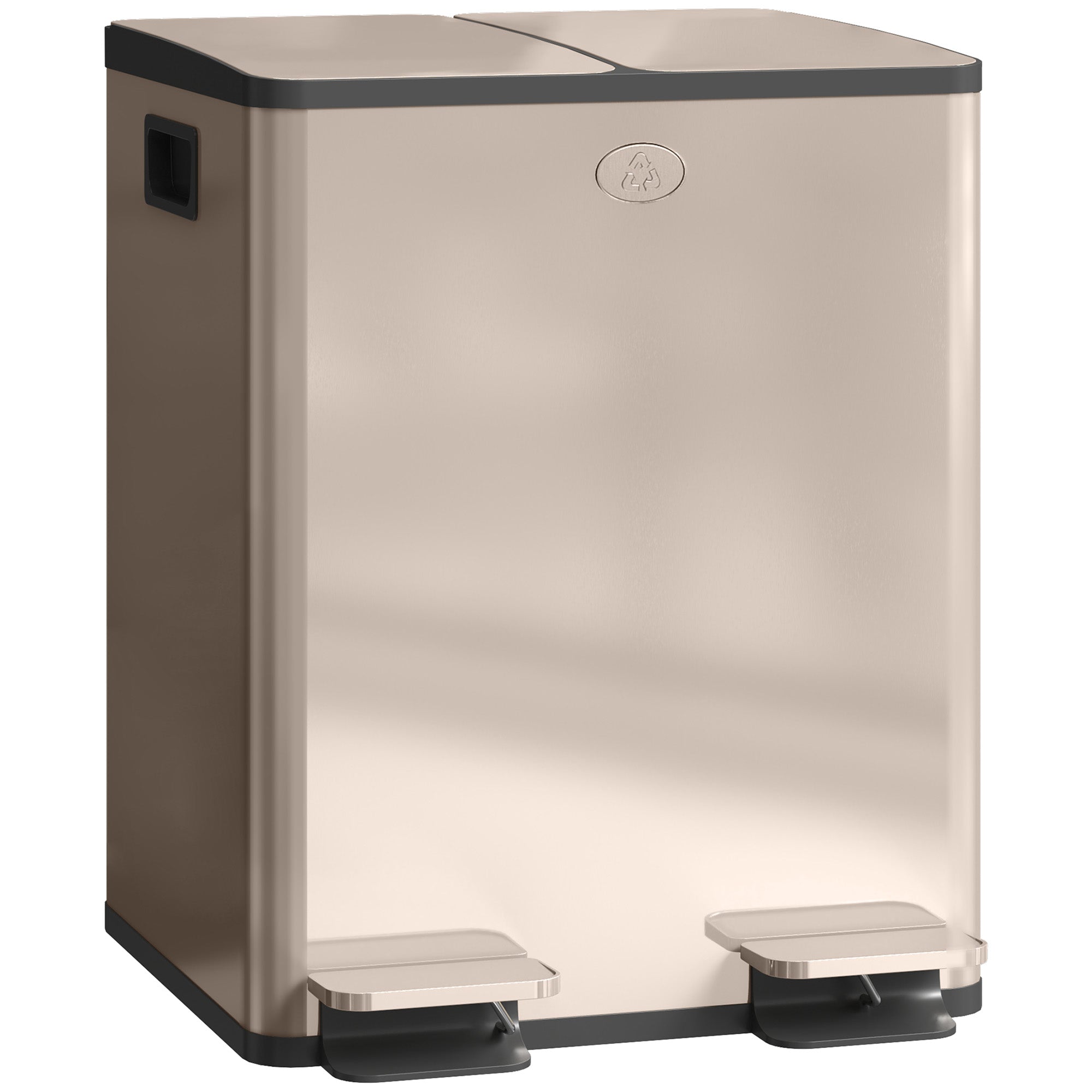 HOMCOM 2 x 20L Dual Kitchen Bin Pedal Bin for Recycling and Waste